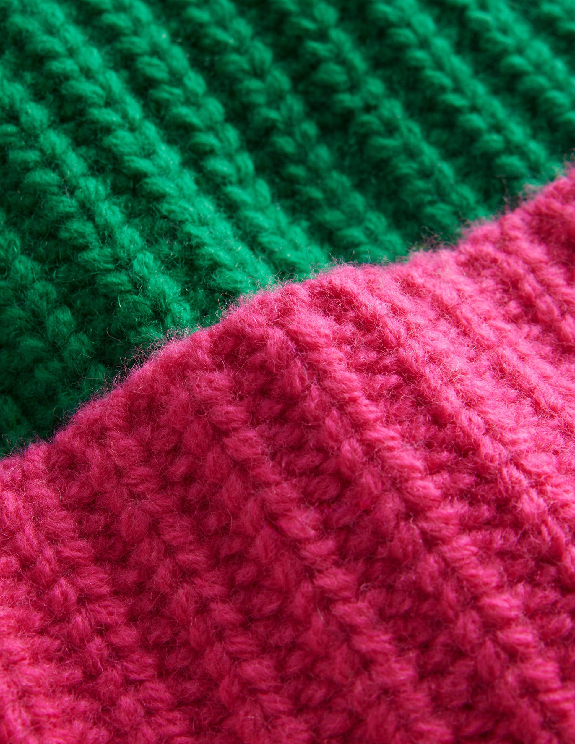 Colour Block Beanie Hat-Vibrant Pink/ Veridian Green-3