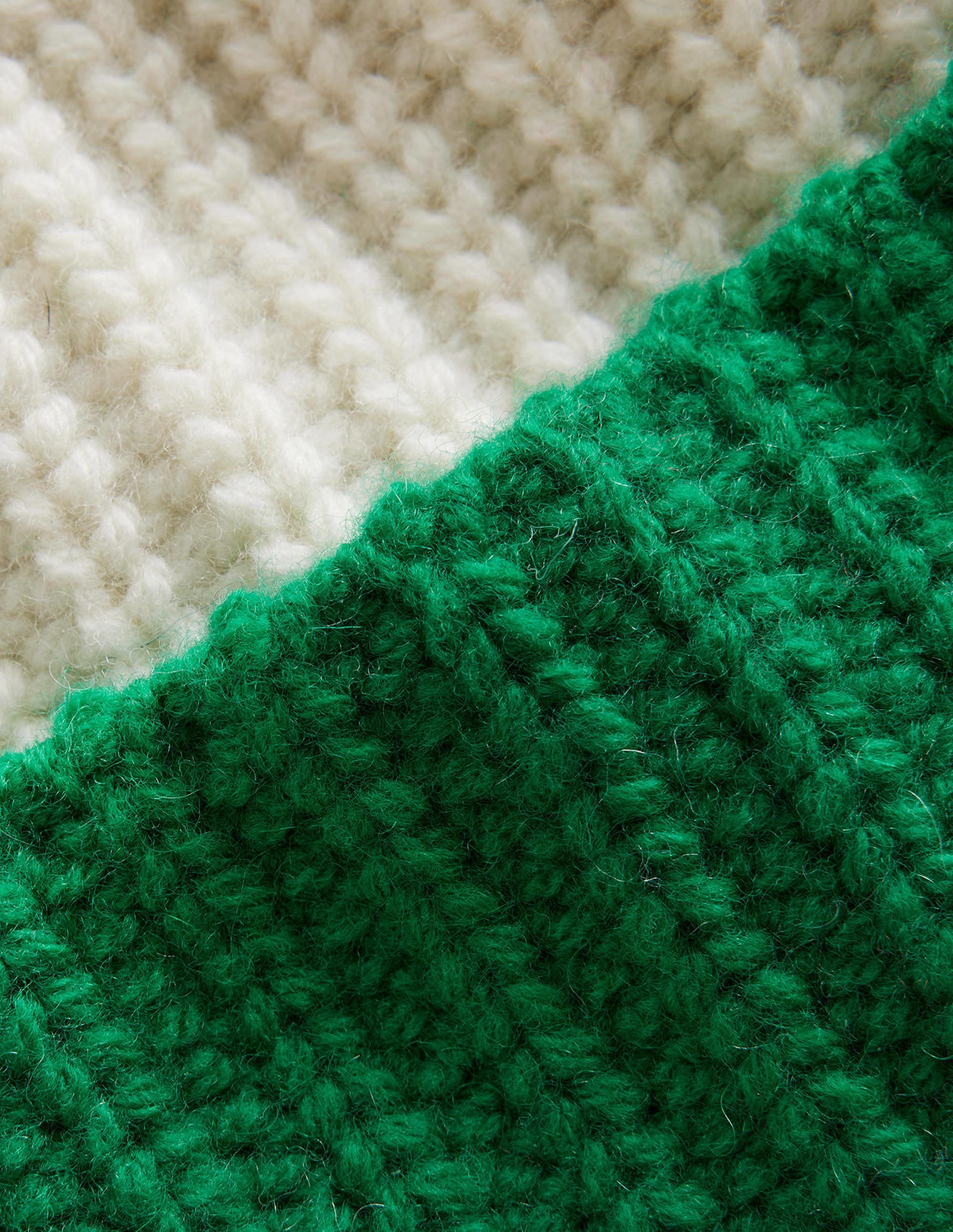 Colour Block Beanie Hat-Navy, Veridian Green and Ivory - Image 3