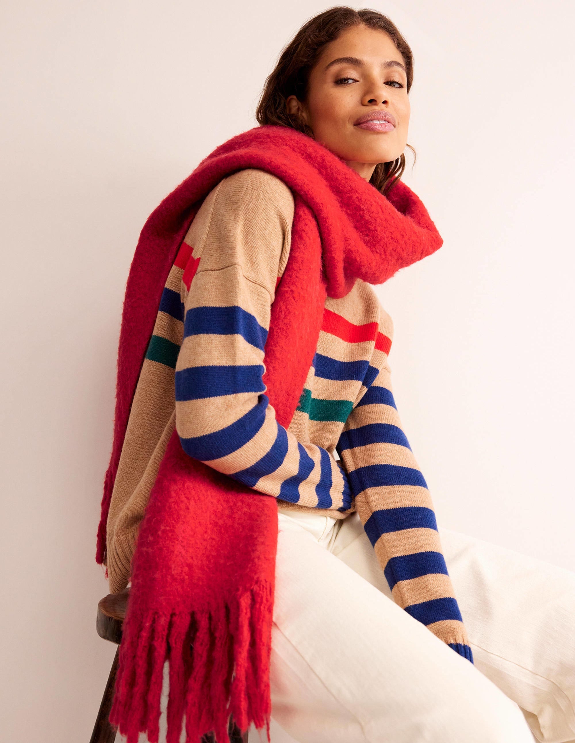 Fluffy Scarf-Brilliant Red - Image 1