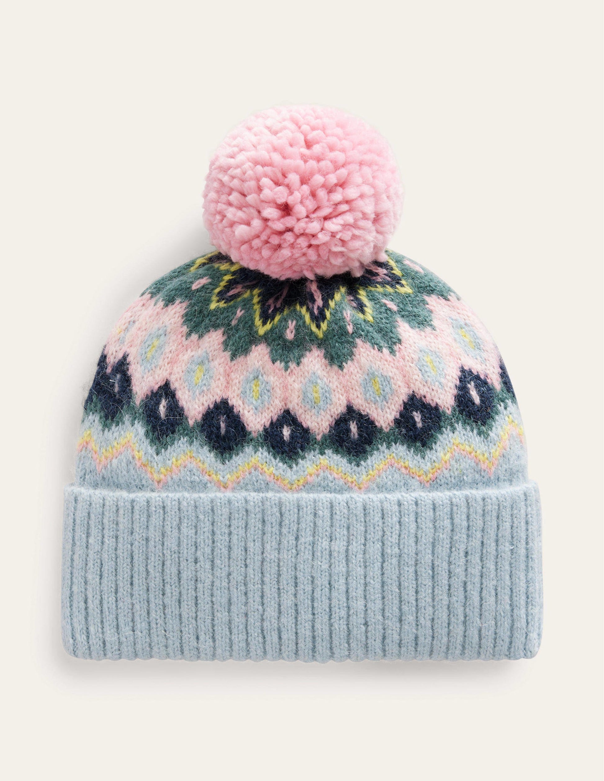 Fluffy Fair Isle Hat-Green Smoke/ Multi-2