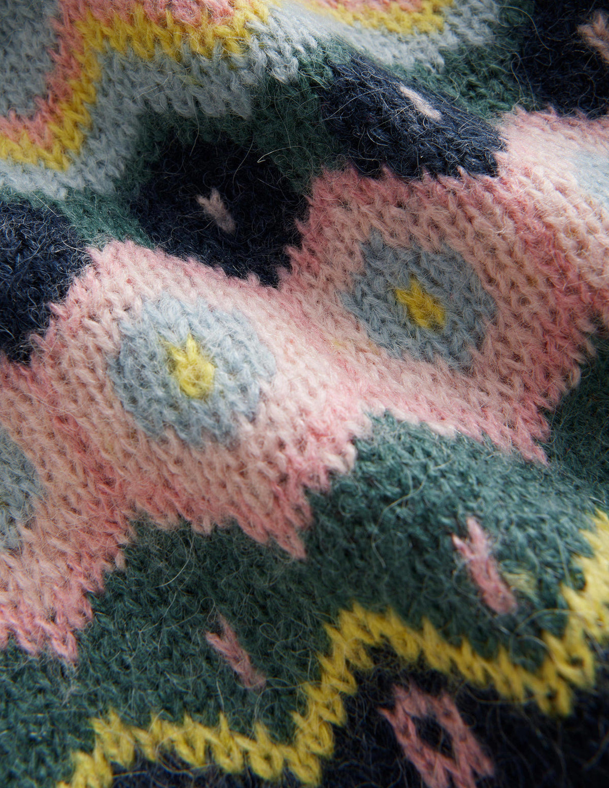 Fluffy Fair Isle Scarf-Green Smoke/ Multi - Image 3