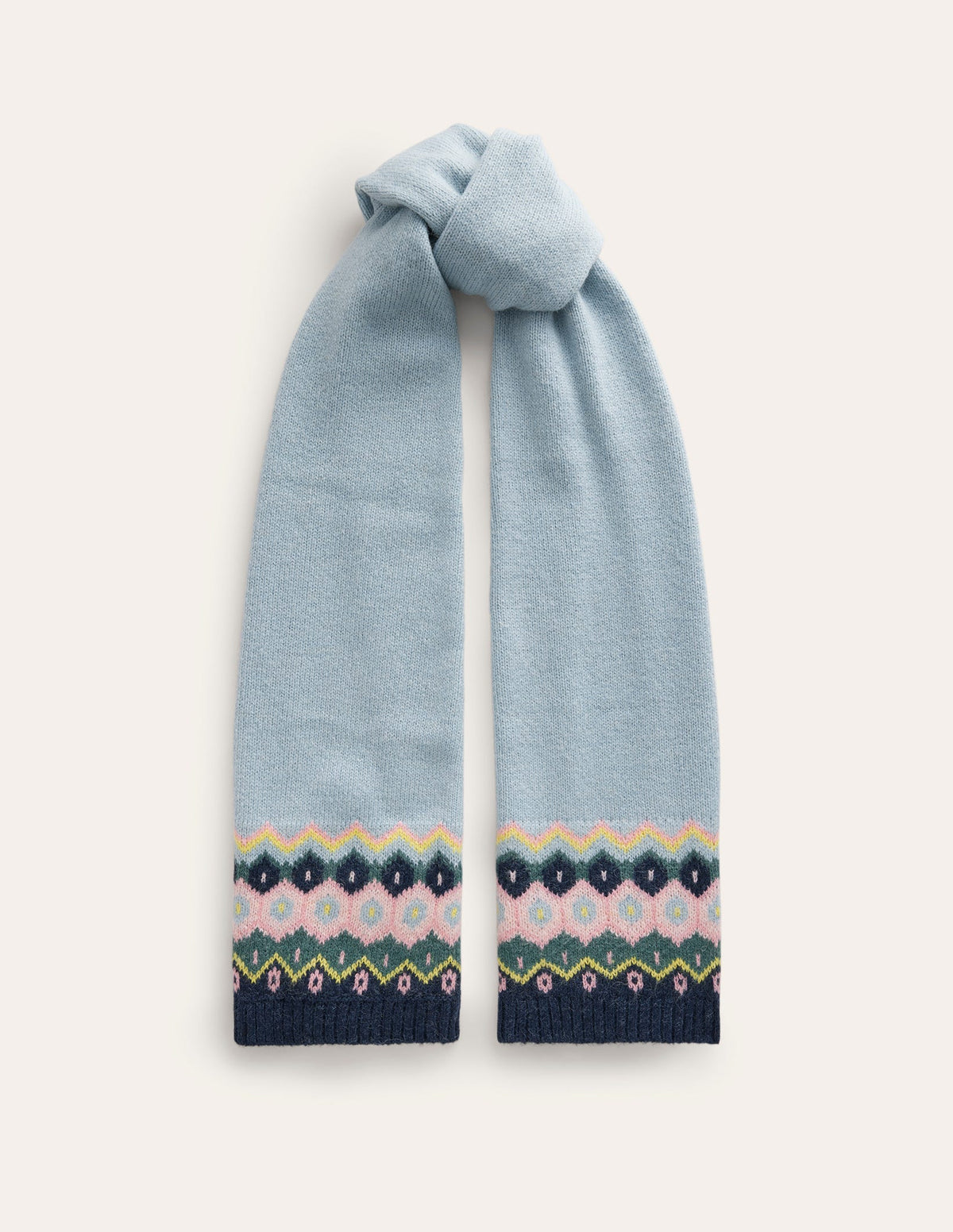 Fluffy Fair Isle Scarf-Green Smoke/ Multi-2