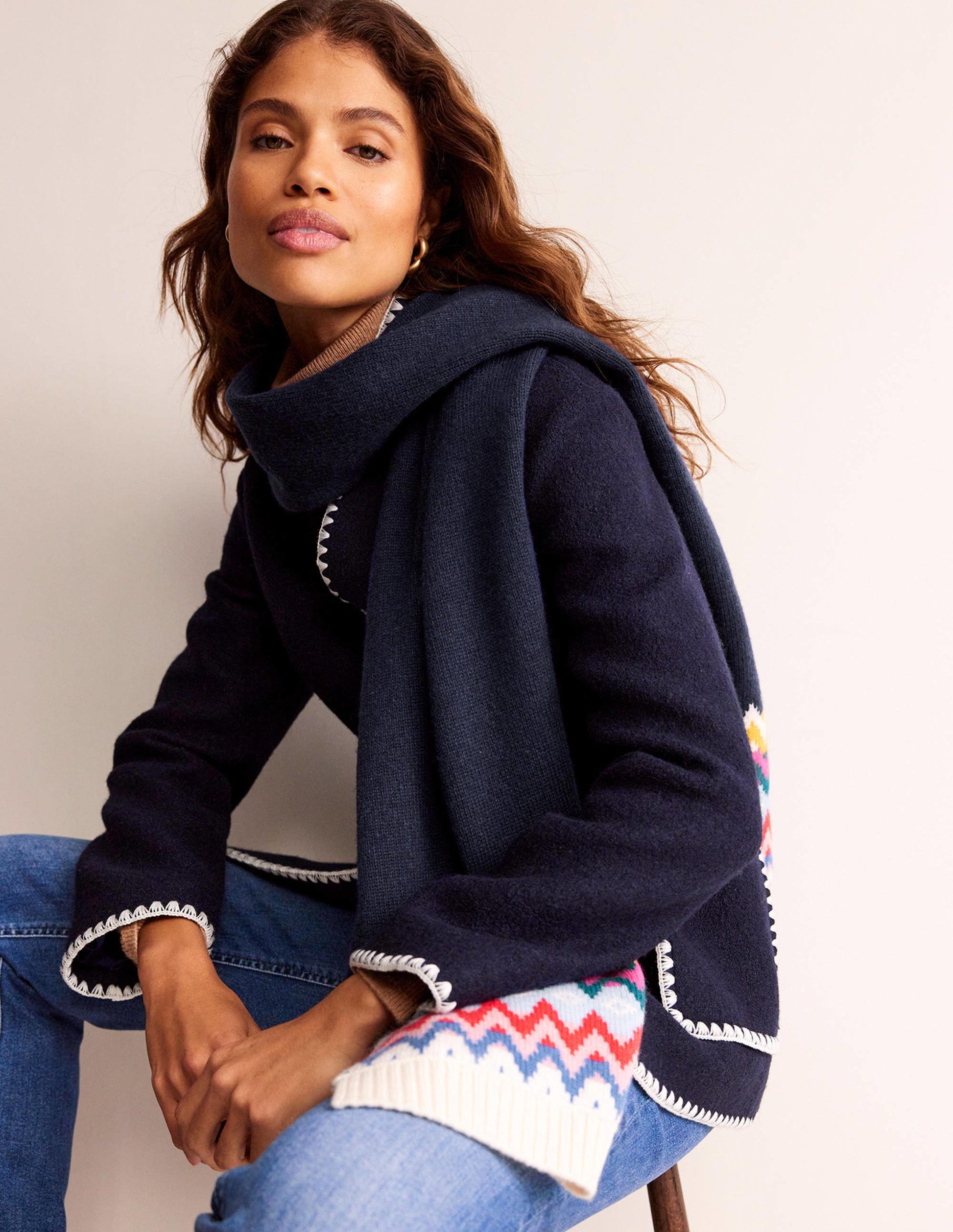 Fair Isle Scarf-Navy-1