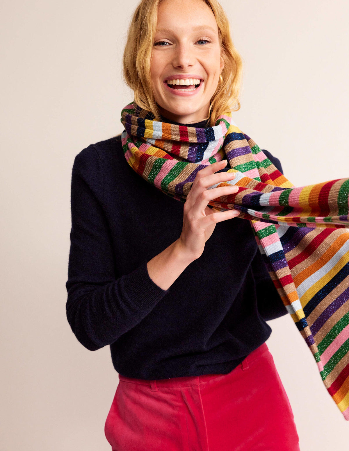 Metallic-Stripe Scarf-Rainbow - Image 1