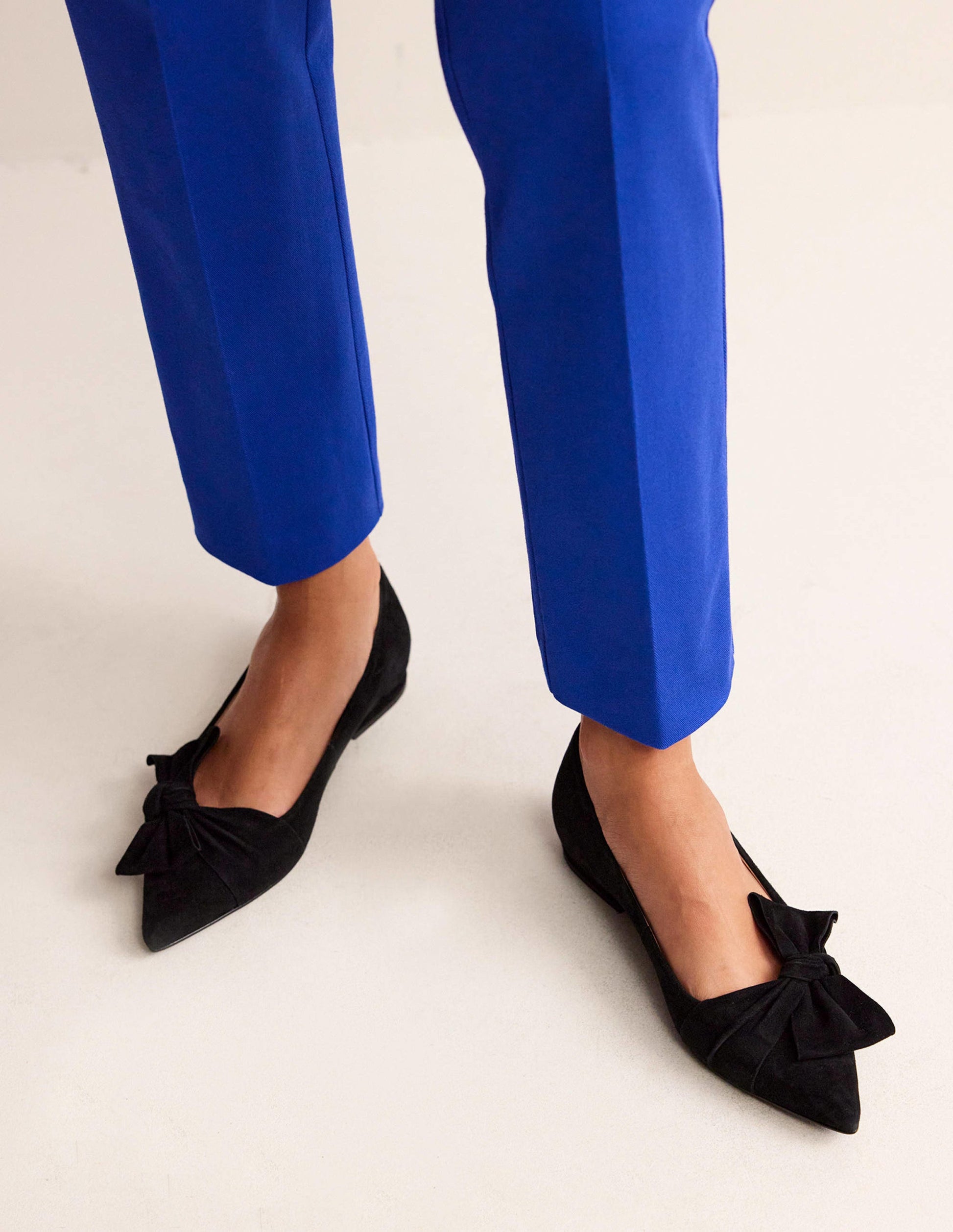 Bow Ballet Flats-Black Suede-1