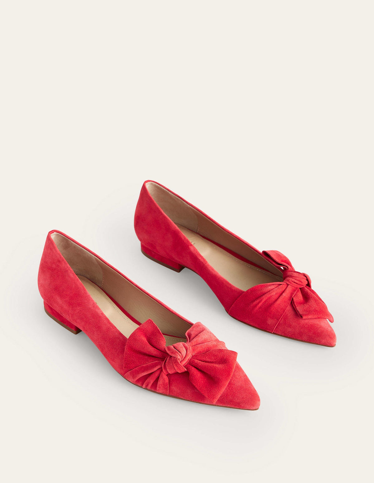 Bow Ballet Flats-Brilliant Red Suede - Image 3