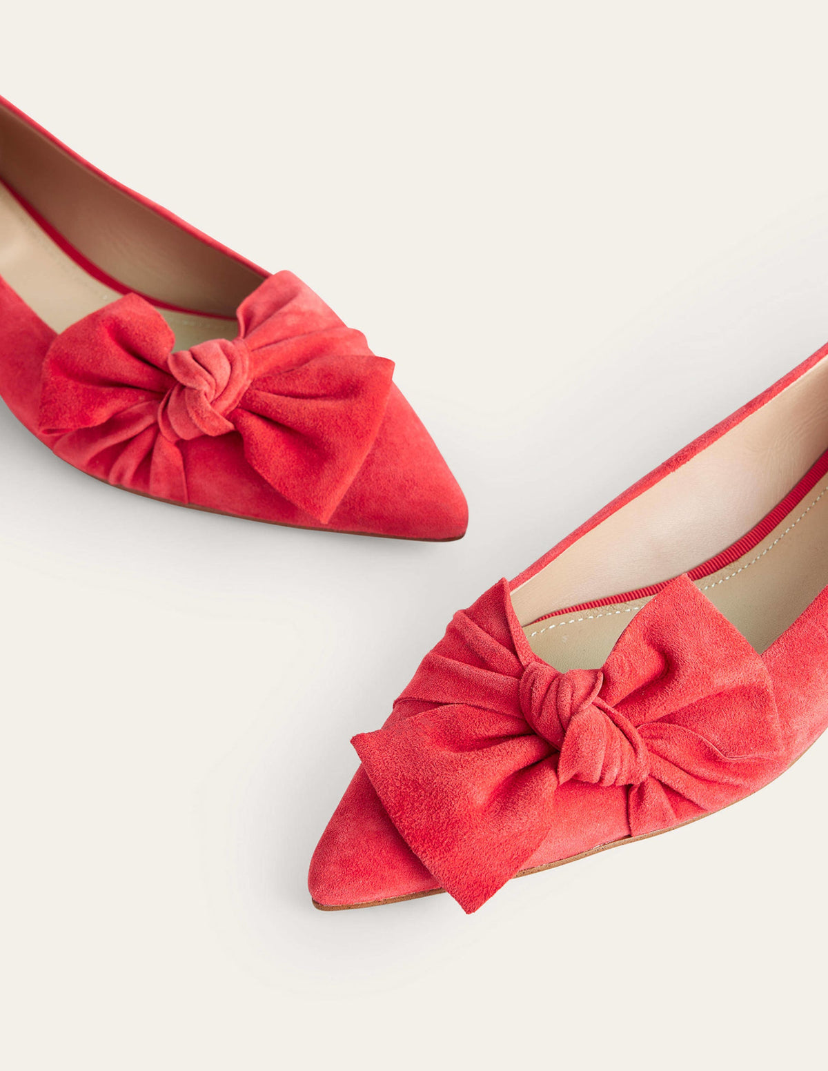 Bow Ballet Flats-Brilliant Red Suede - Image 4