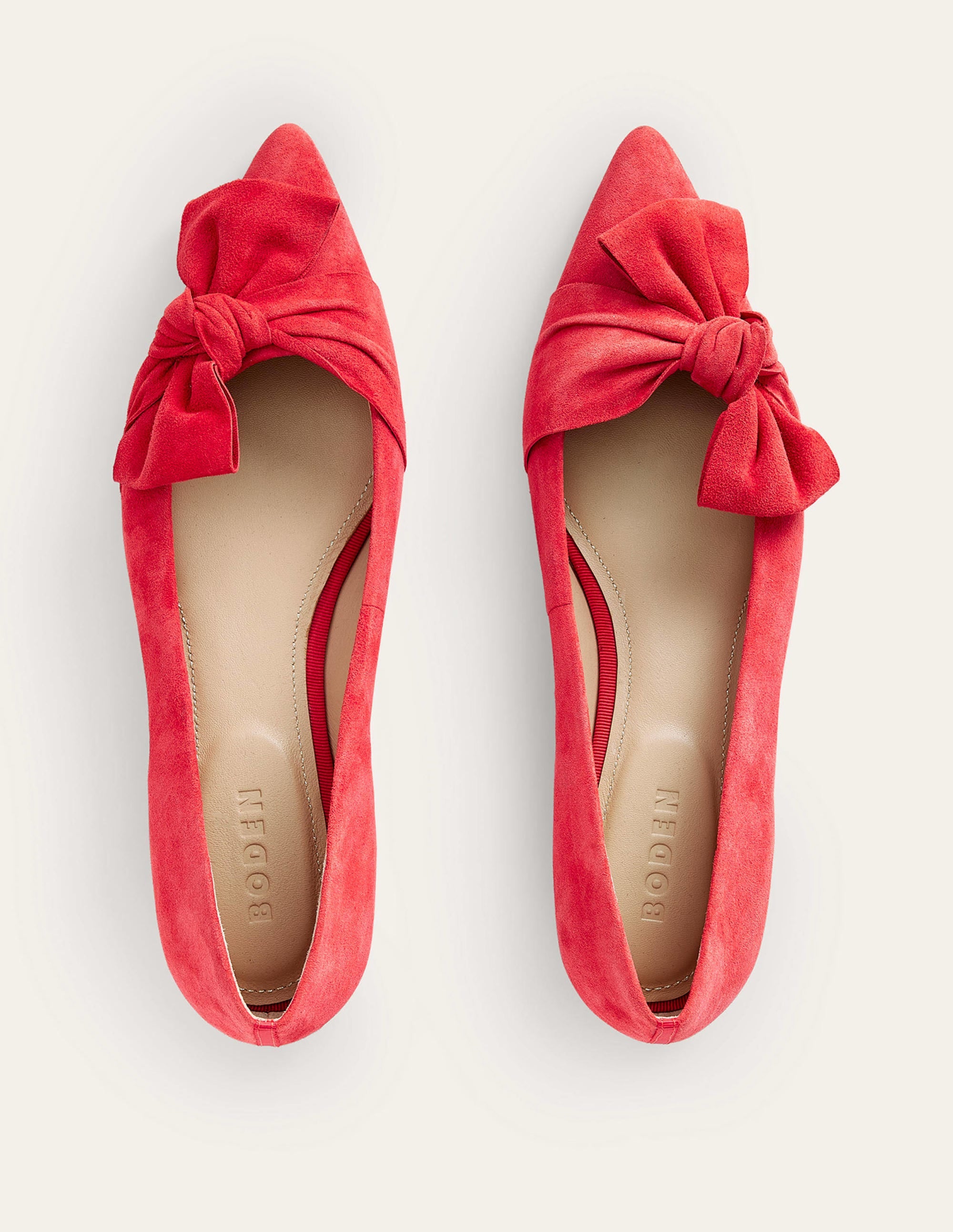 Bow Ballet Flats-Brilliant Red Suede - Image 5
