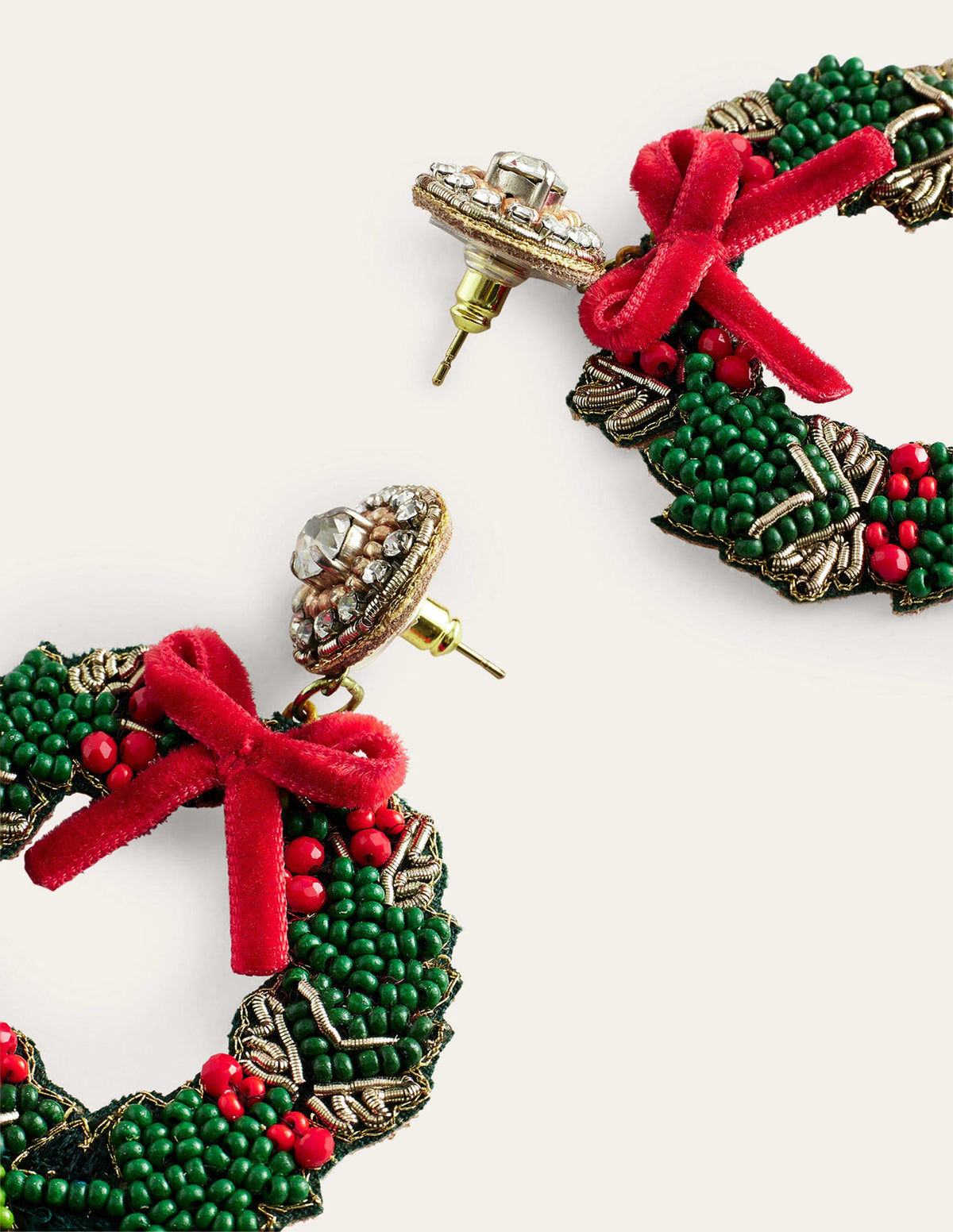 Festive Embellished Earrings-Wreath-3