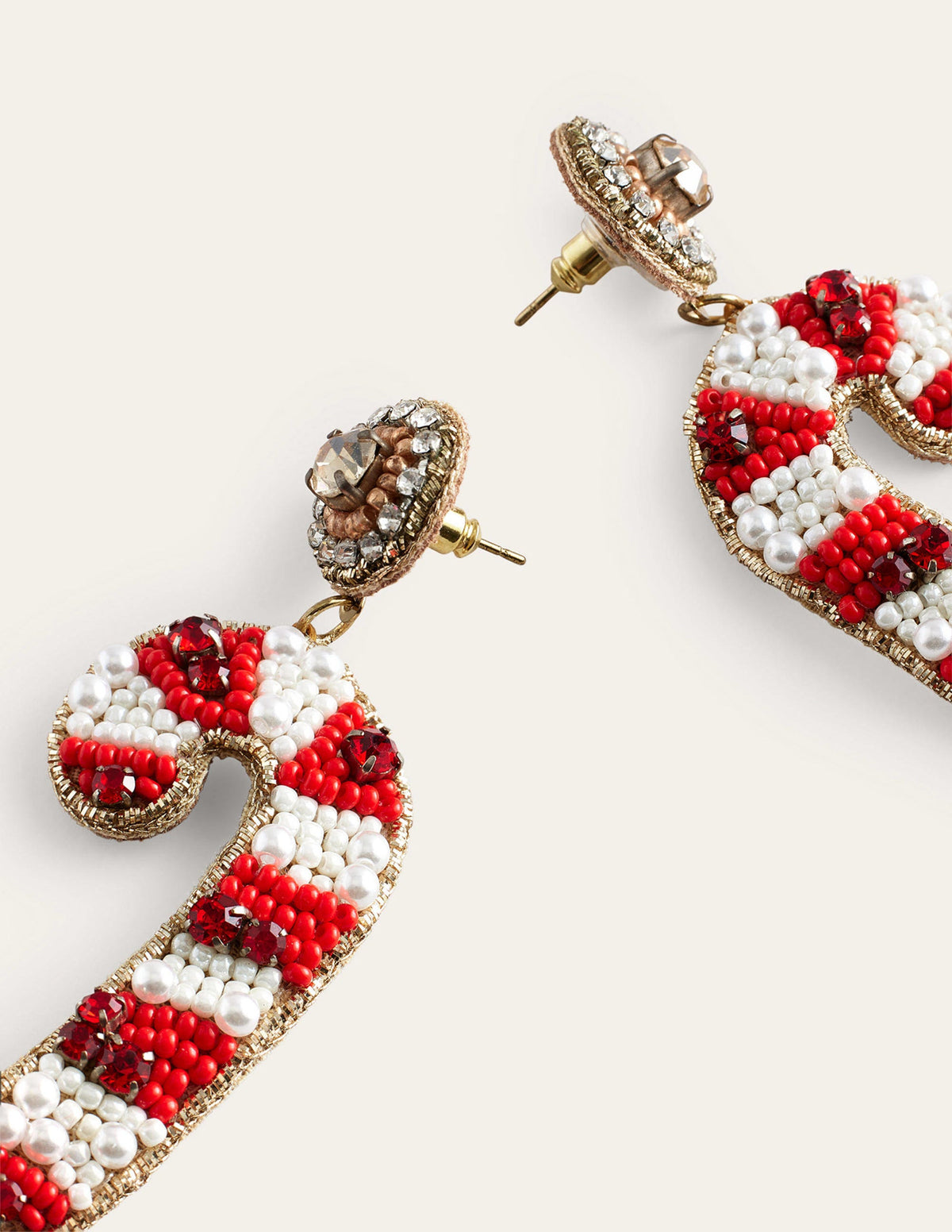 Festive Embellished Earrings-Candy Cane-3