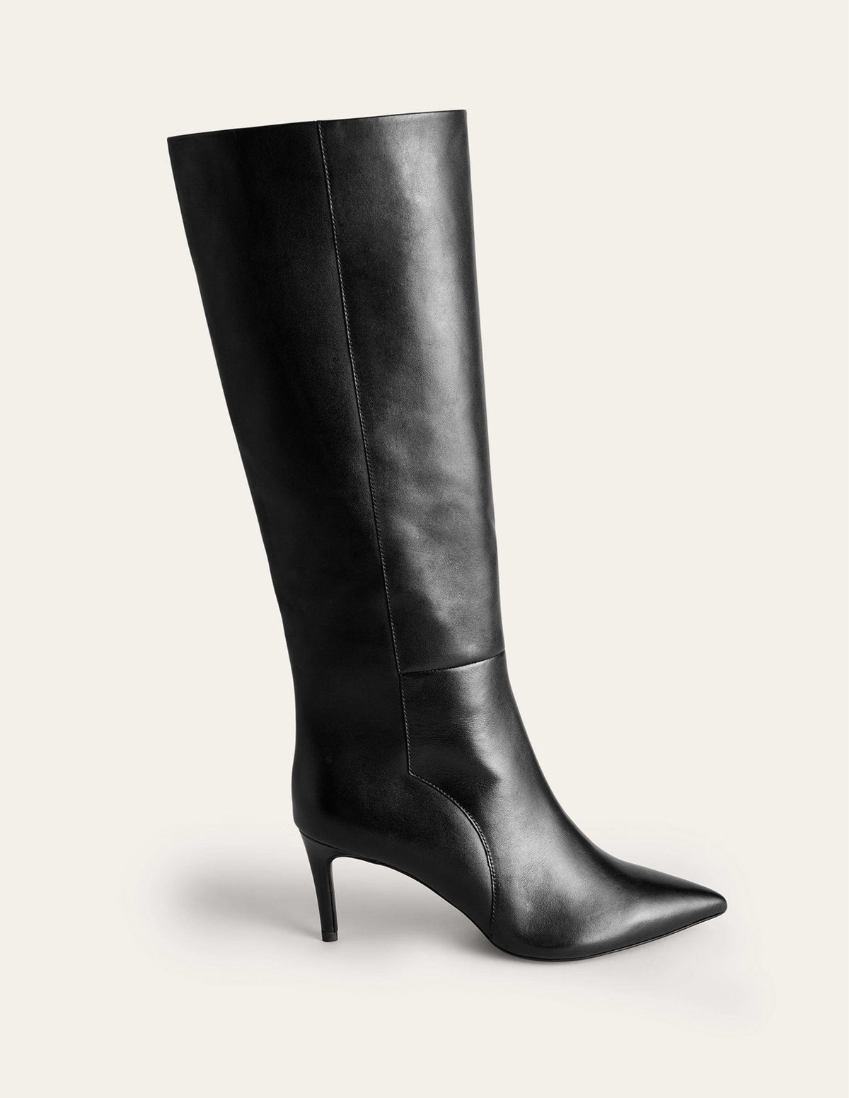 Pointed-Toe Knee-High Boots-Black Leather - Image 3