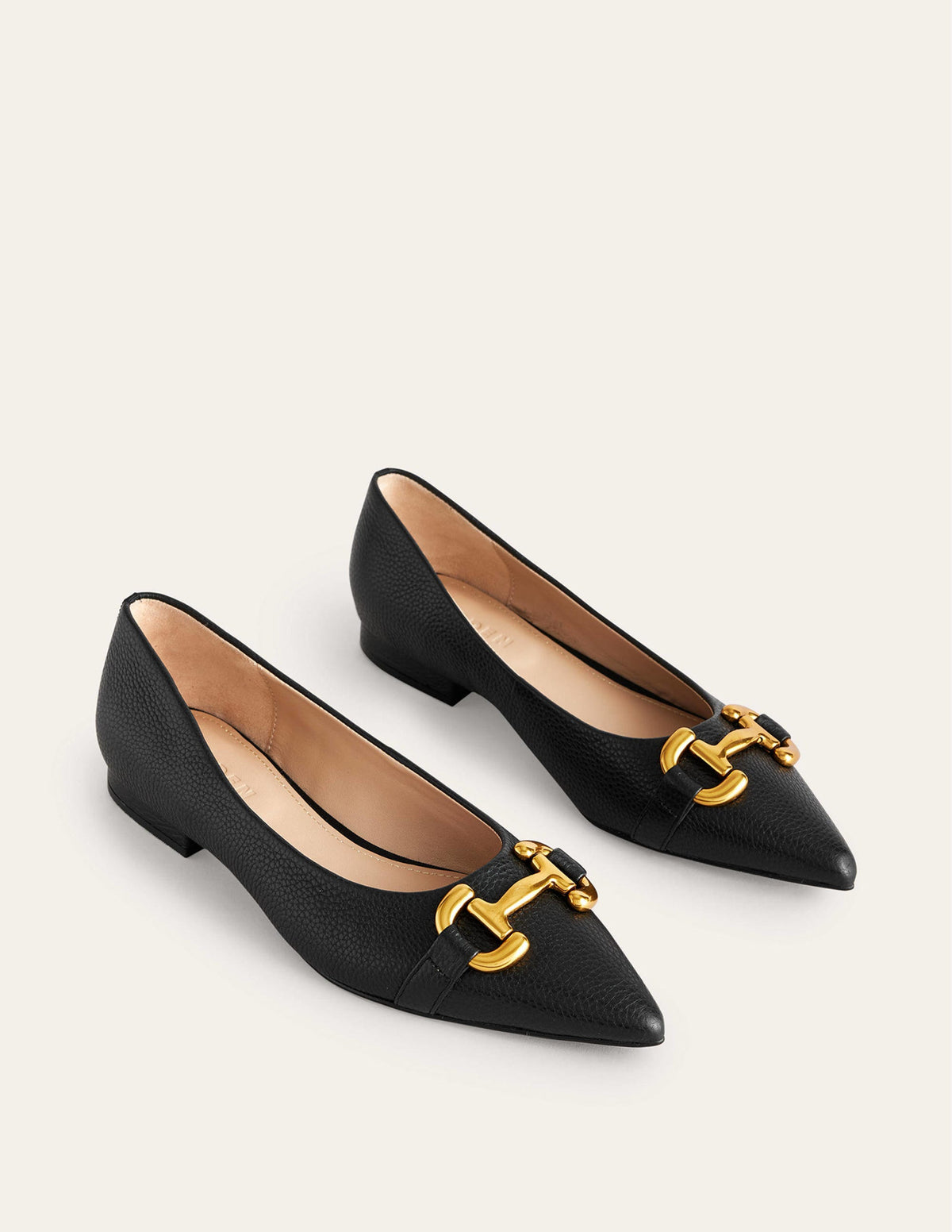 Iris Snaffle Ballet Flat-Black Tumbled Leather-3