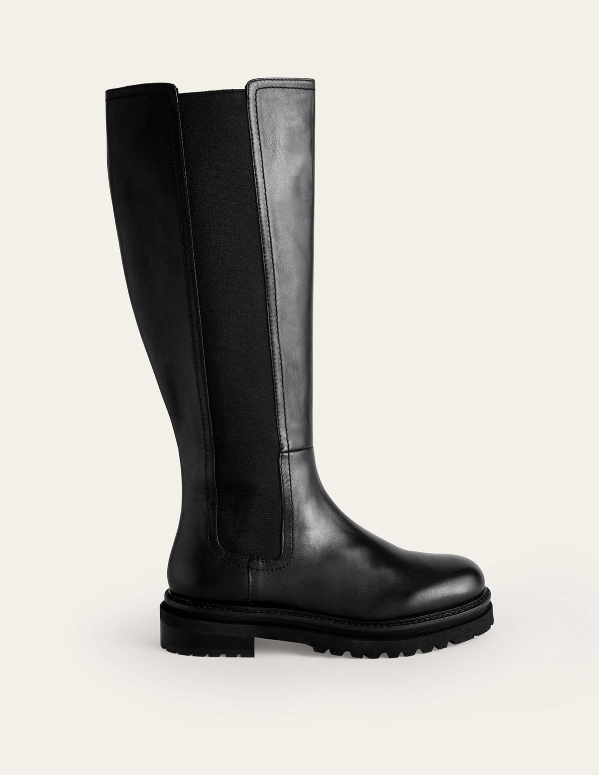 Knee-High Chelsea Boots-Black Leather - Image 2