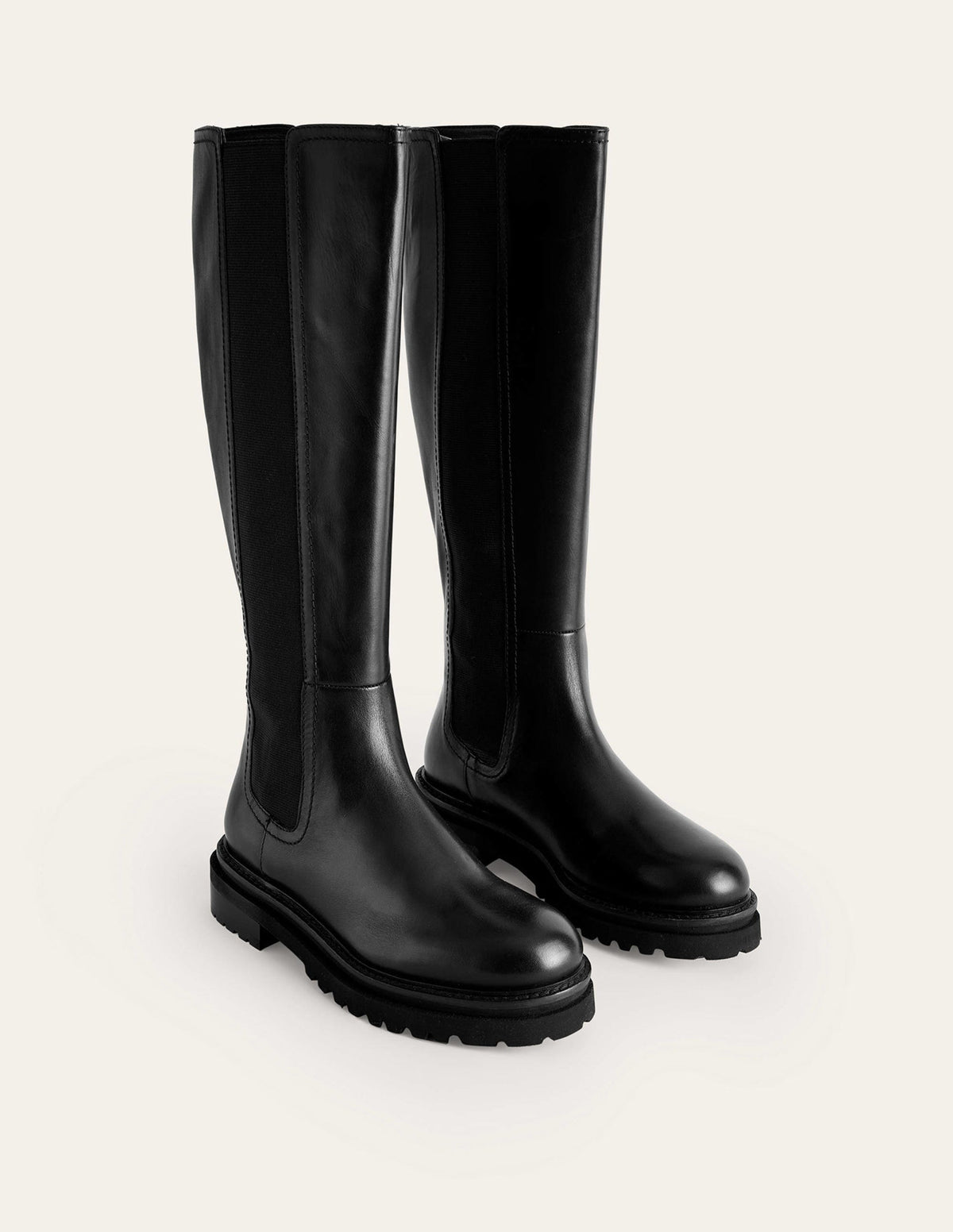 Knee-High Chelsea Boots-Black Leather - Image 3