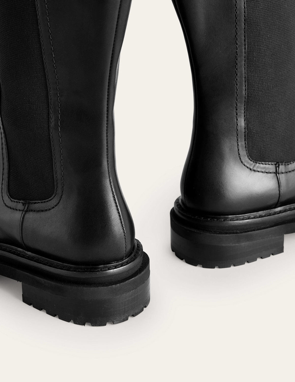 Knee-High Chelsea Boots-Black Leather-4
