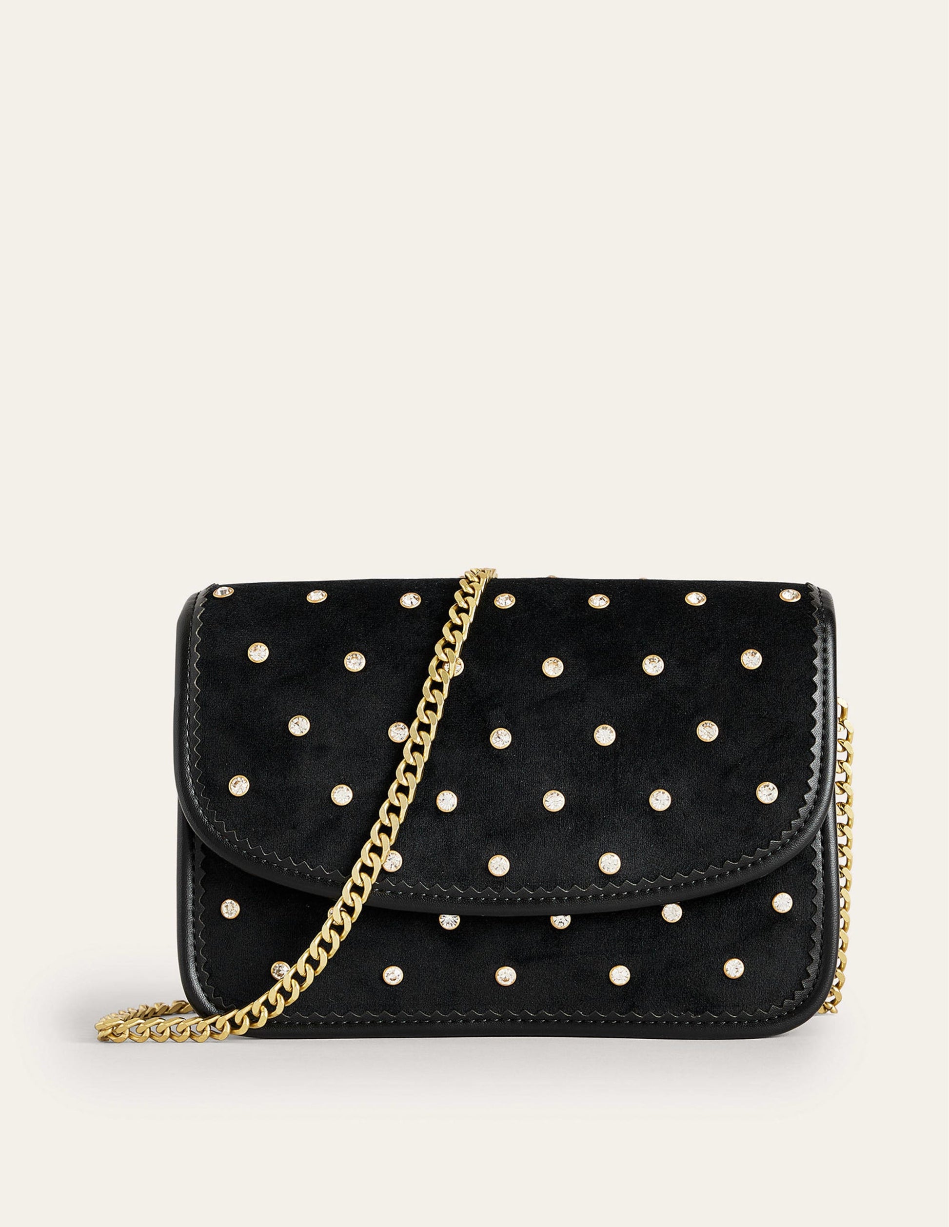 Embellished Cross-Body Bag-Black Velvet-2