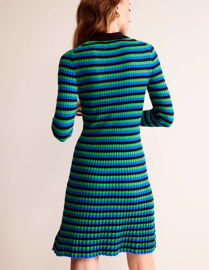 Mini Collared Dress-Navy and Bright Green-3