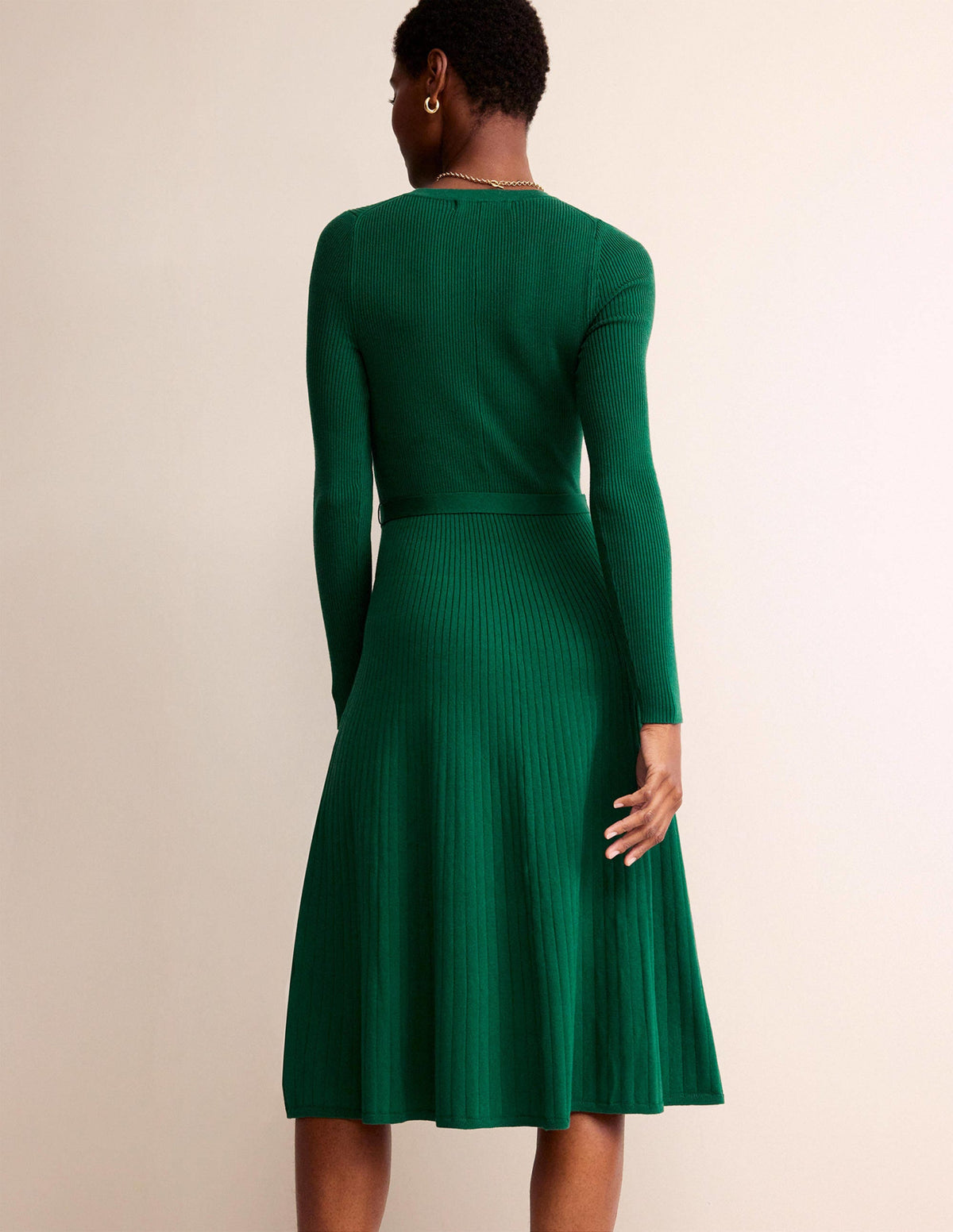 Lola Knitted Midi Dress-Emerald Green-3
