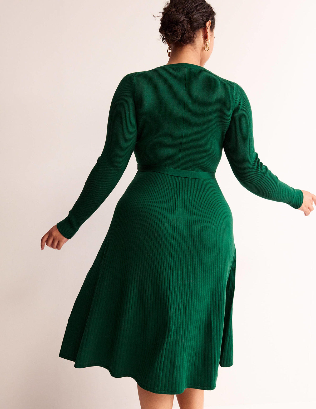 Lola Knitted Midi Dress-Emerald Green-6