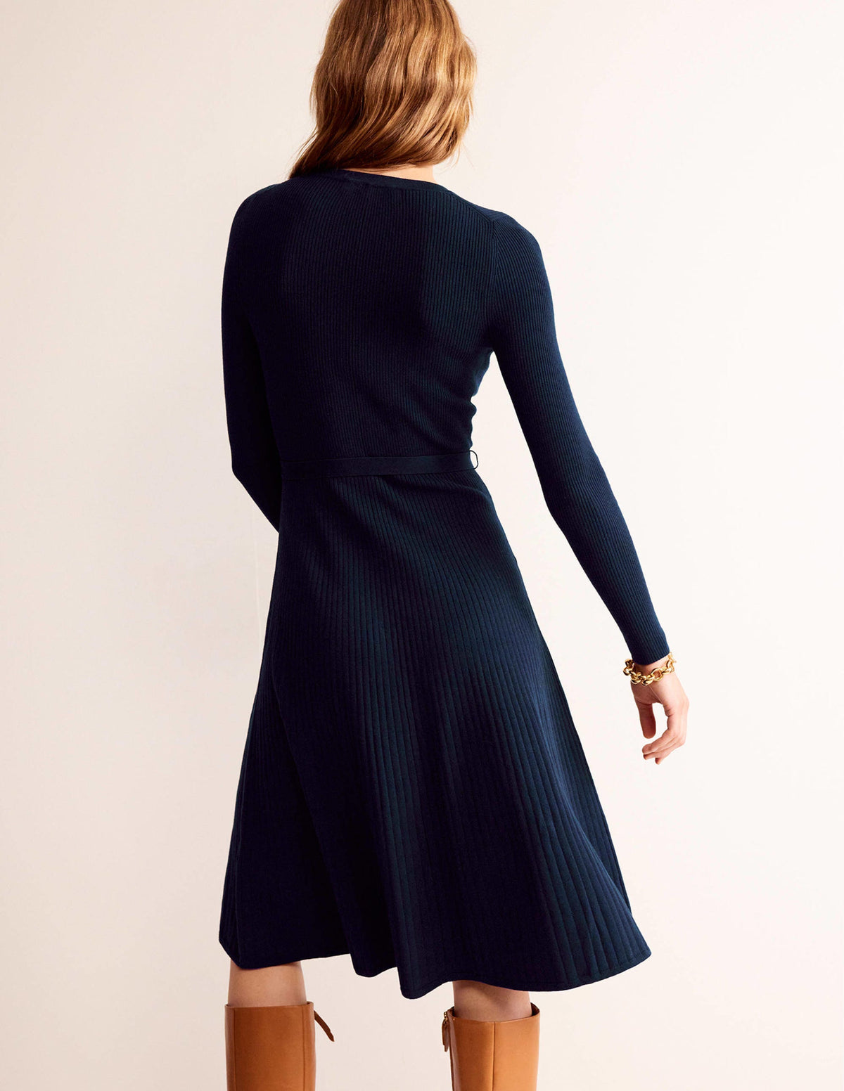 Lola Knitted Midi Dress-Navy-4