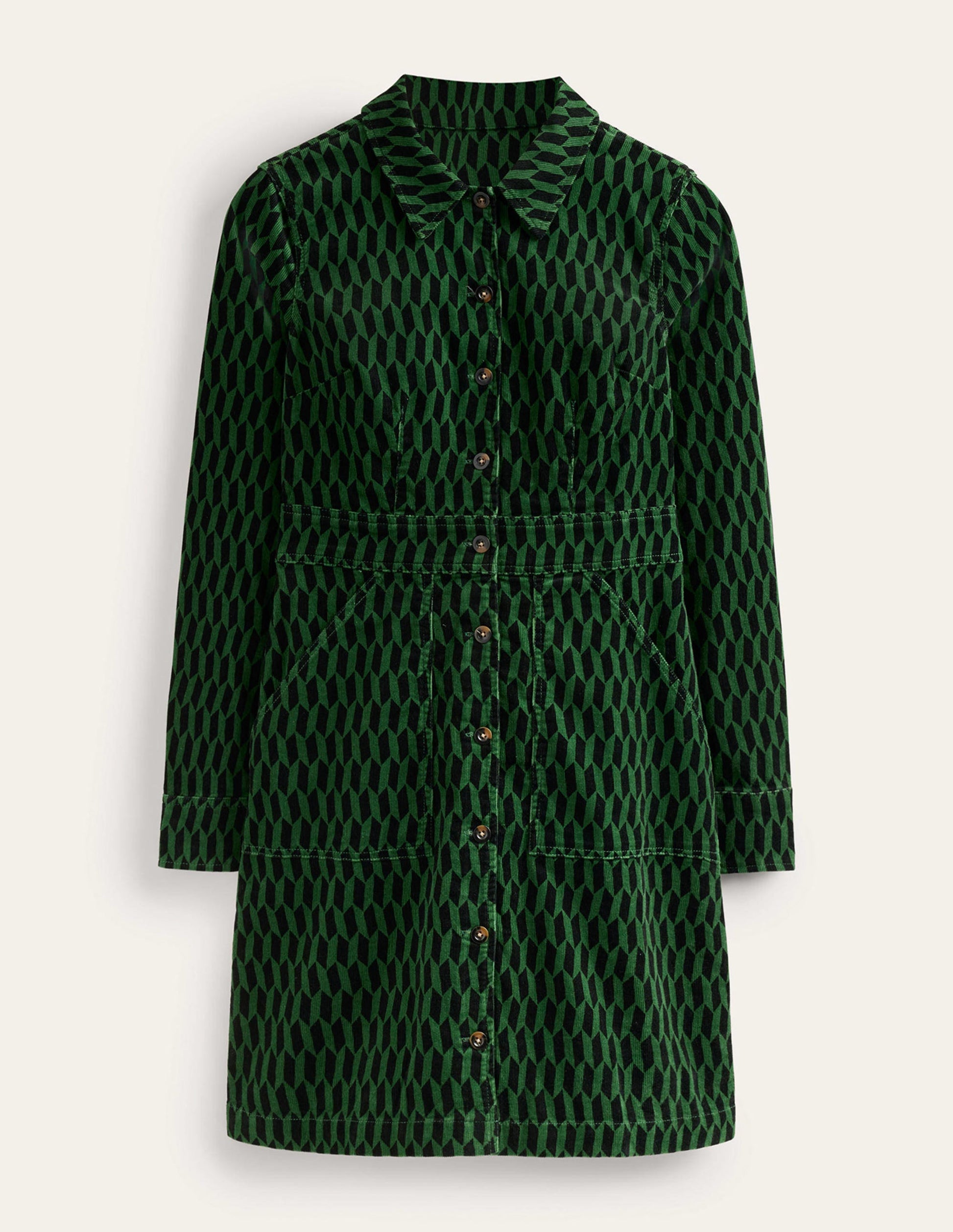 Flora Cord Shirt Dress-Amazon Green, Block Tile-6