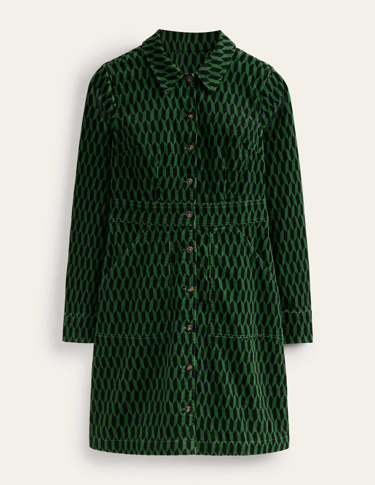Flora Cord Shirt Dress-Amazon Green, Block Tile - Image 6