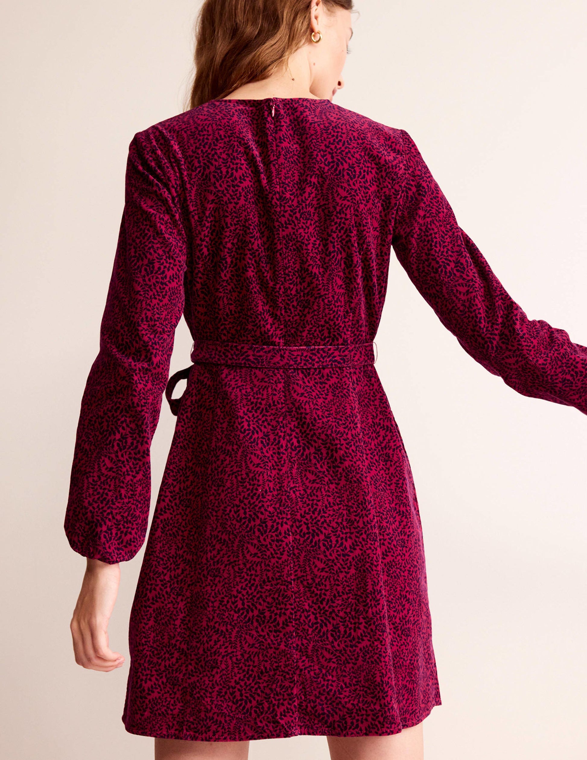 Harriet Cord Dress-Warm Cranberry, Pome Sprig-3