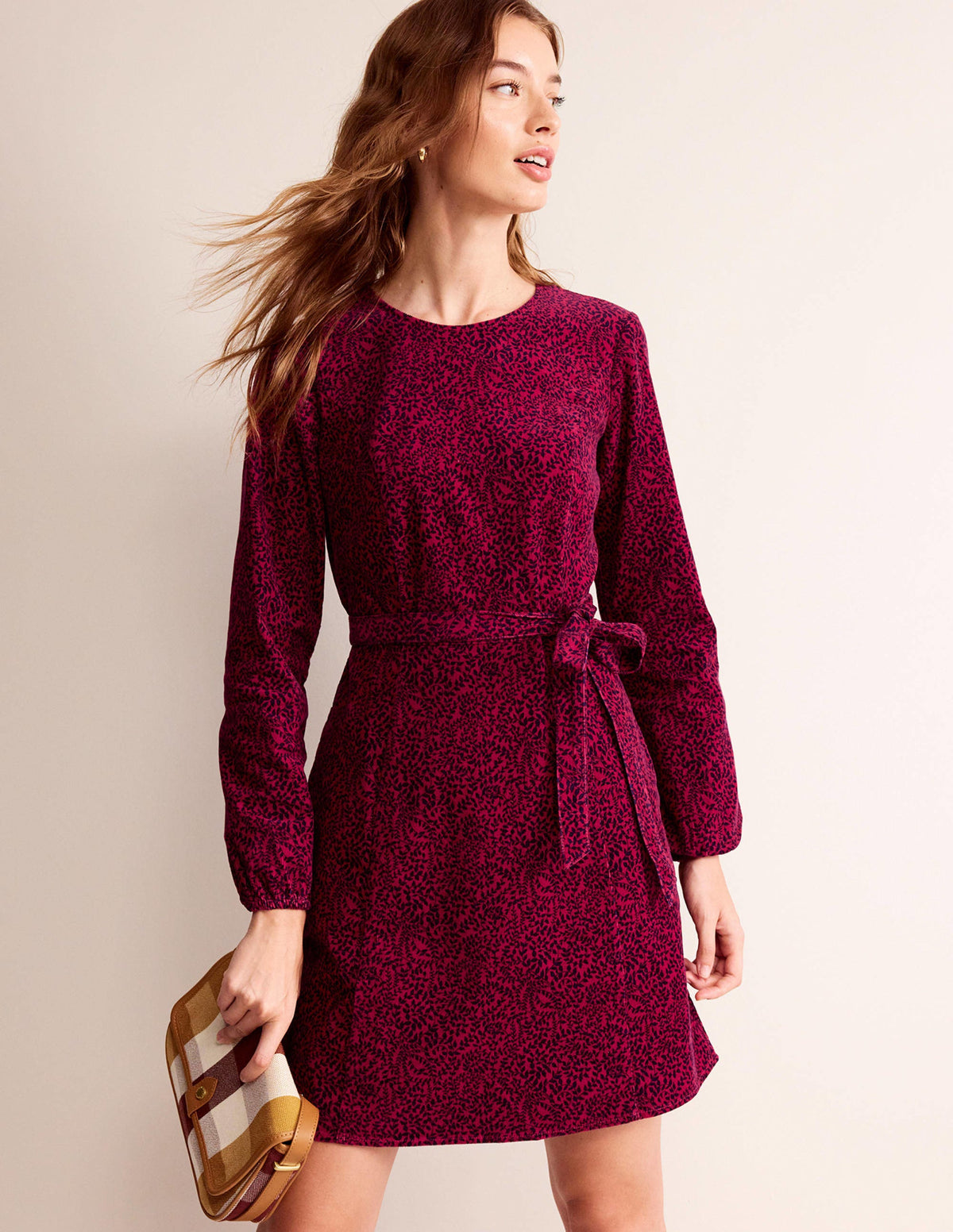 Harriet Cord Dress-Warm Cranberry, Pome Sprig - Image 4