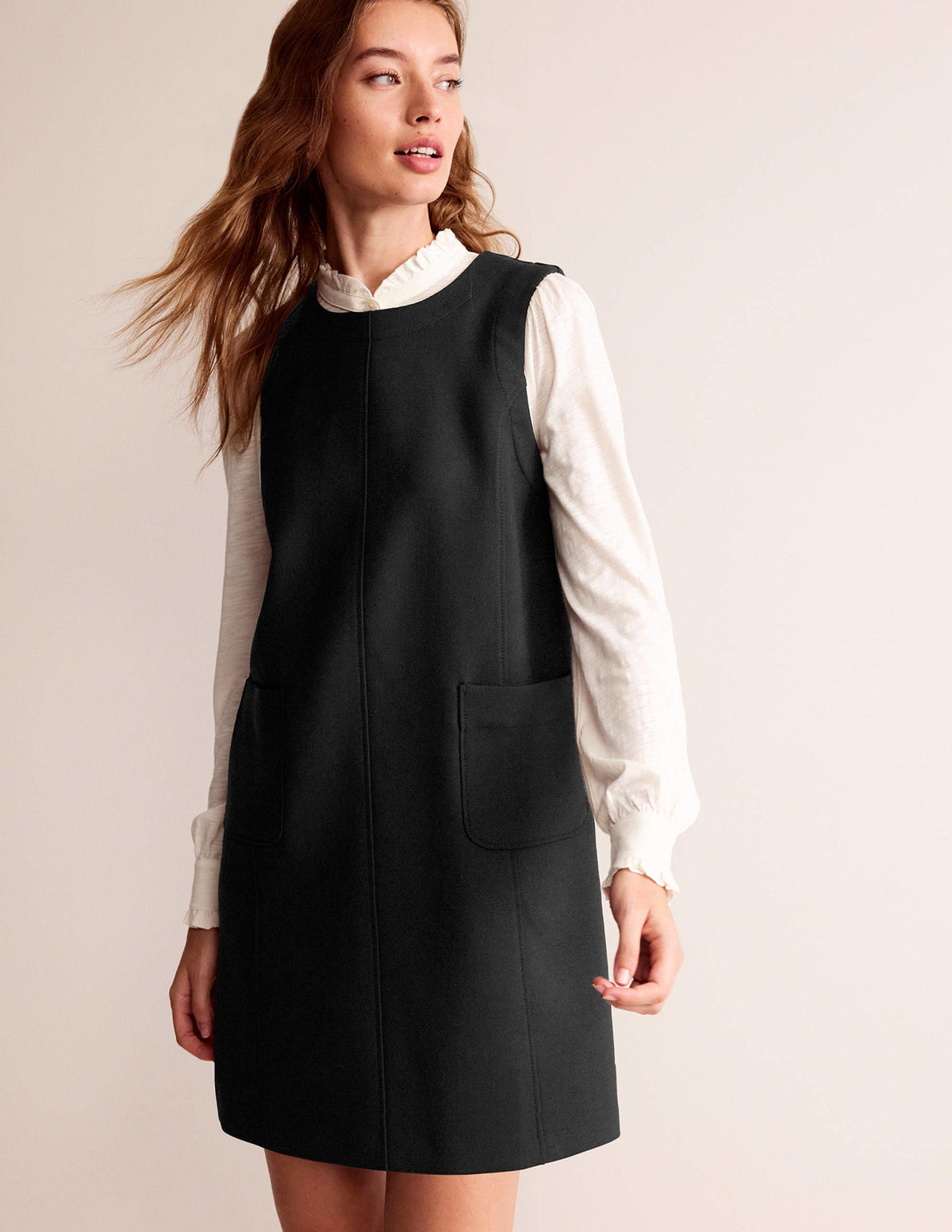 Pocket Detail Mini Shift Dress-Black-1