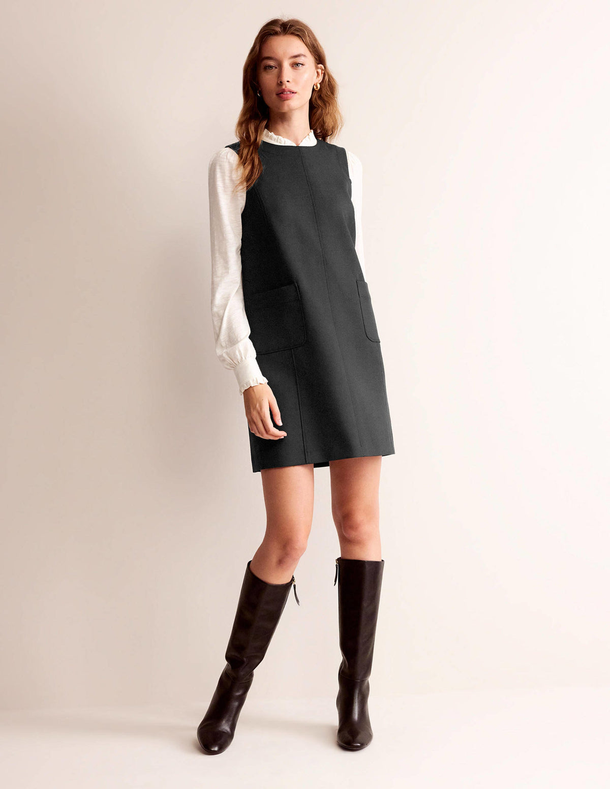 Pocket Detail Mini Shift Dress-Black - Image 4