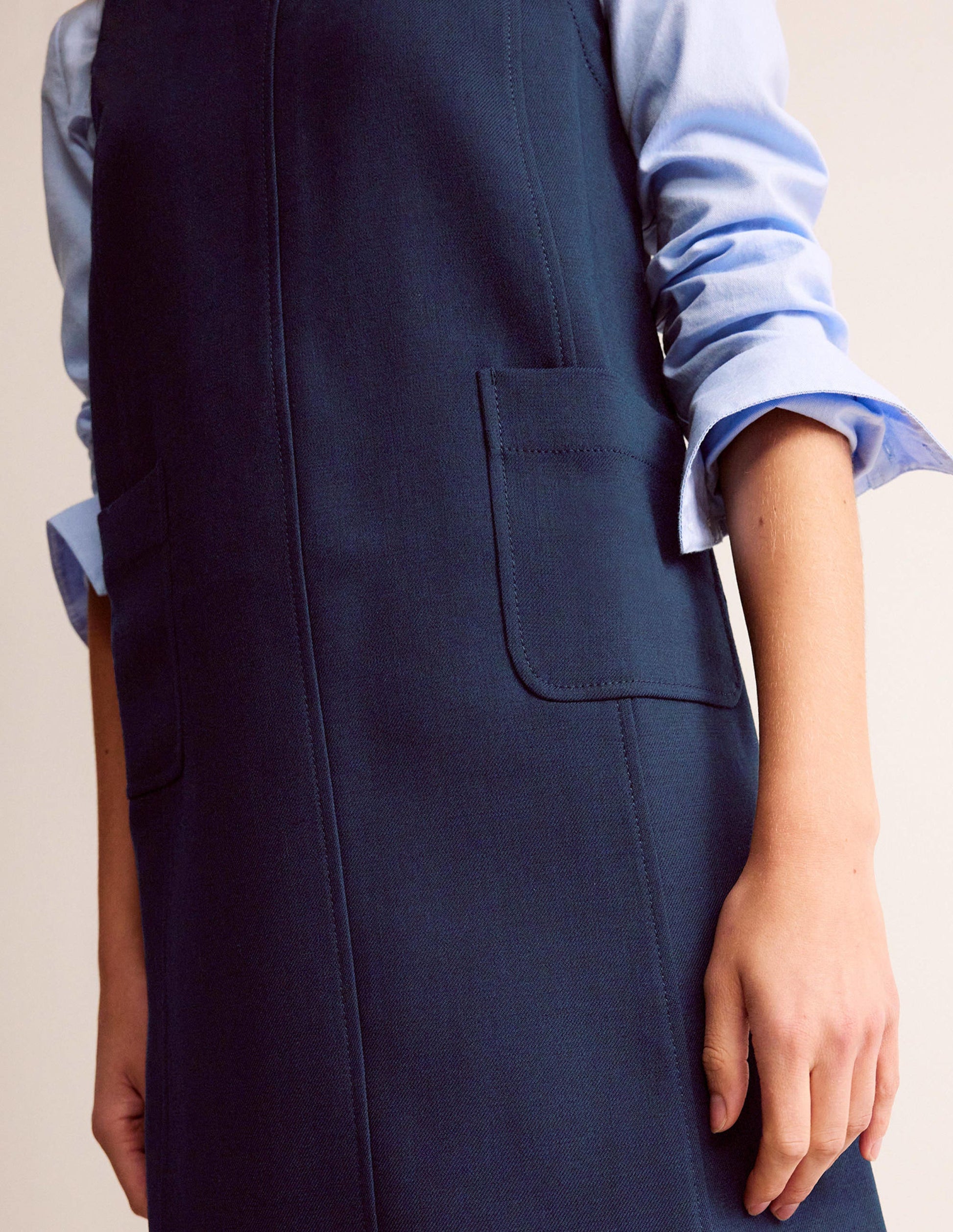 Pocket Detail Mini Shift Dress-French Navy-2