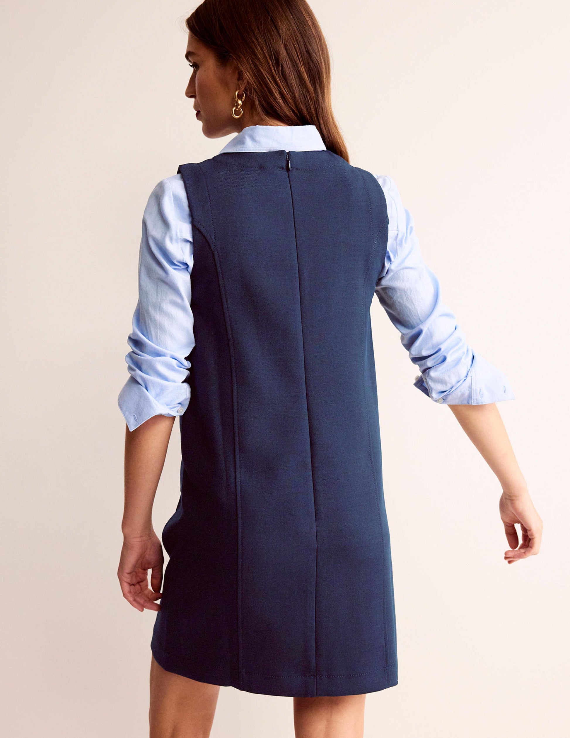 Pocket Detail Mini Shift Dress-French Navy-3