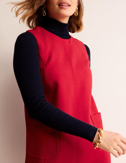 Pocket Detail Mini Shift Dress-Hot Pepper-2