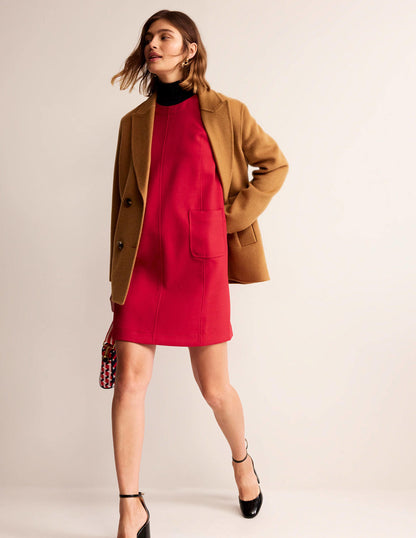 Pocket Detail Mini Shift Dress-Hot Pepper-4