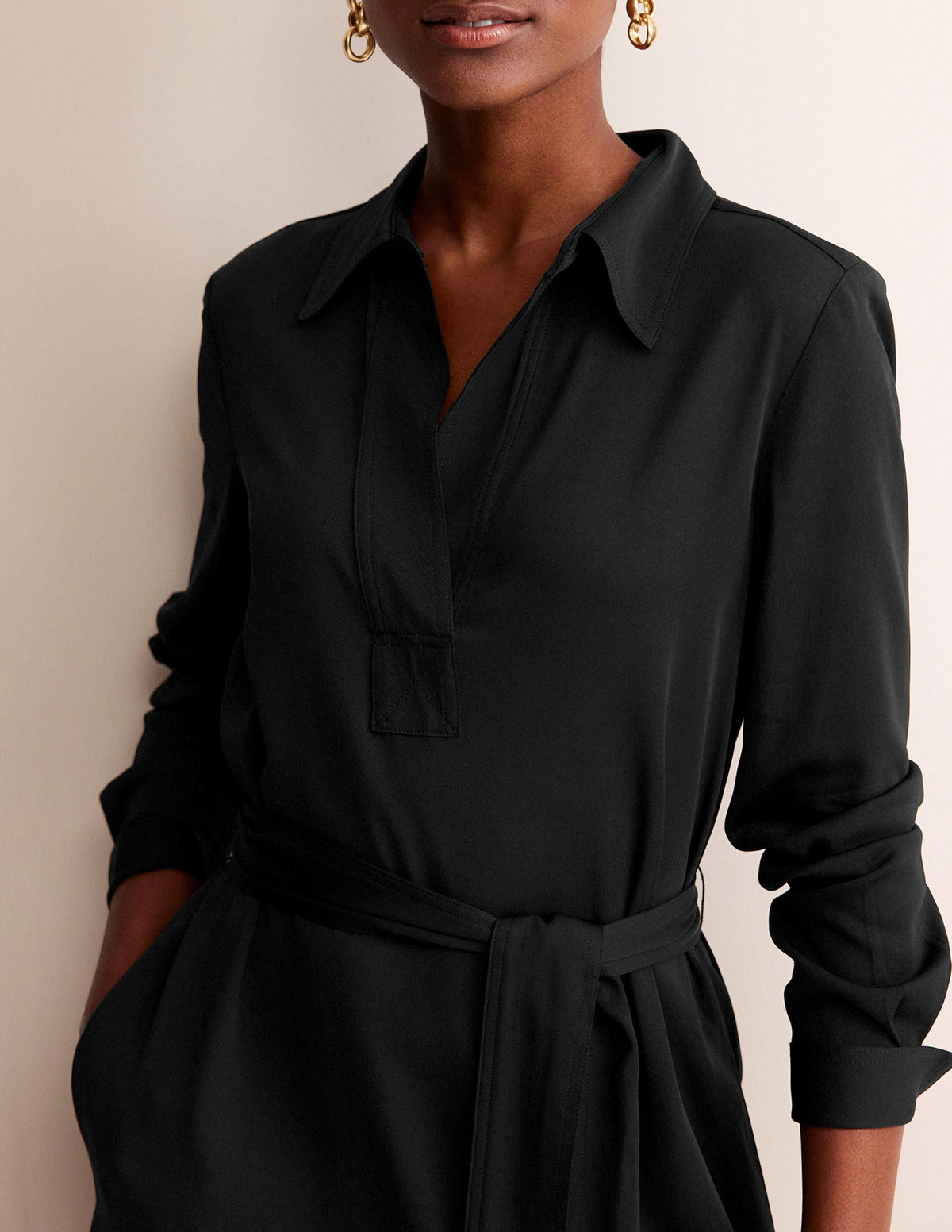 Clean Midi Pop Over Dress-Black - Image 2