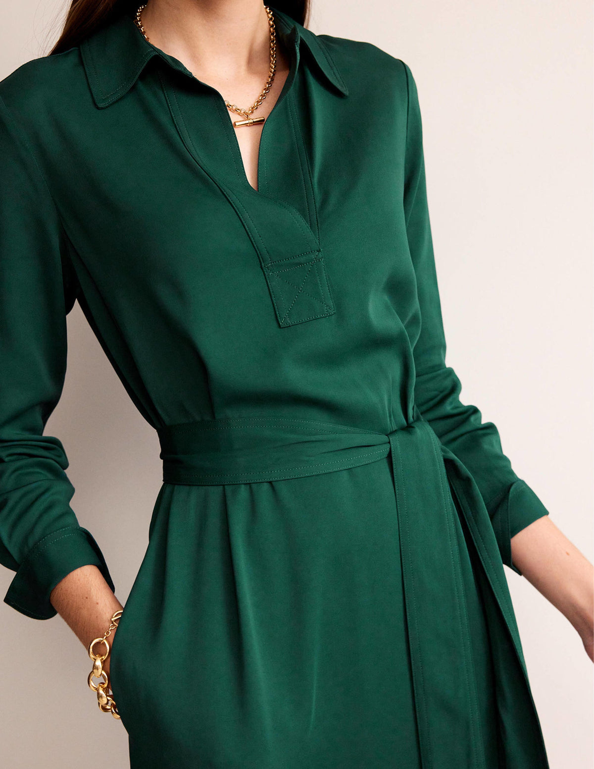 Clean Midi Pop Over Dress-Emerald Night-2