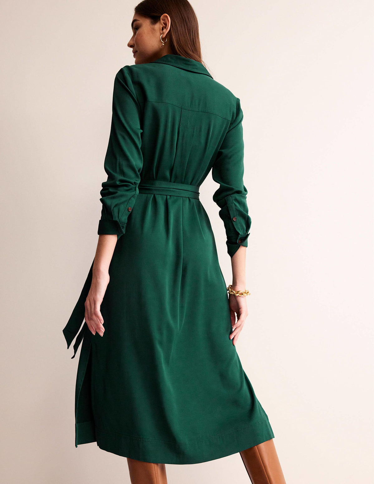 Clean Midi Pop Over Dress-Emerald Night-3
