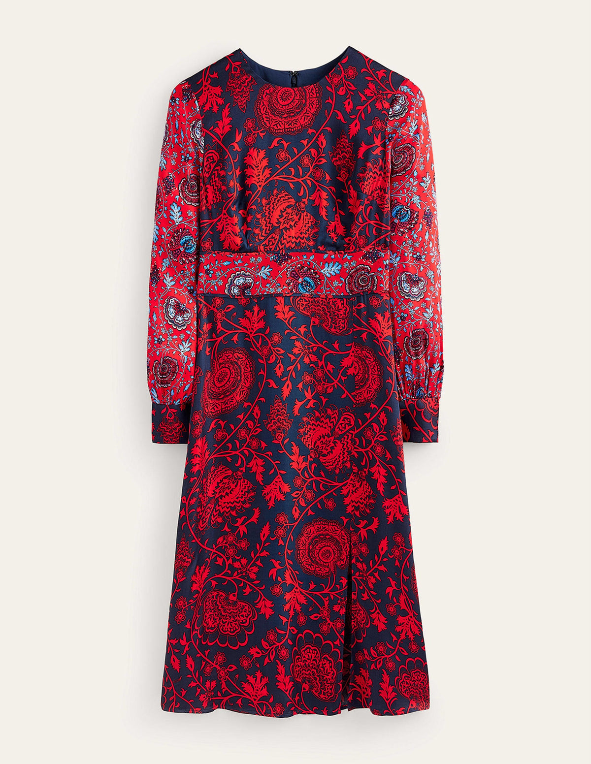 Pipe Detail Midi Dress-Navy, Gardenia-6