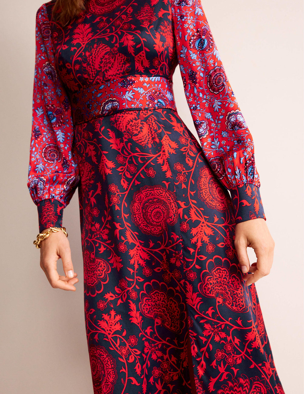 Pipe Detail Midi Dress-Navy, Gardenia-2