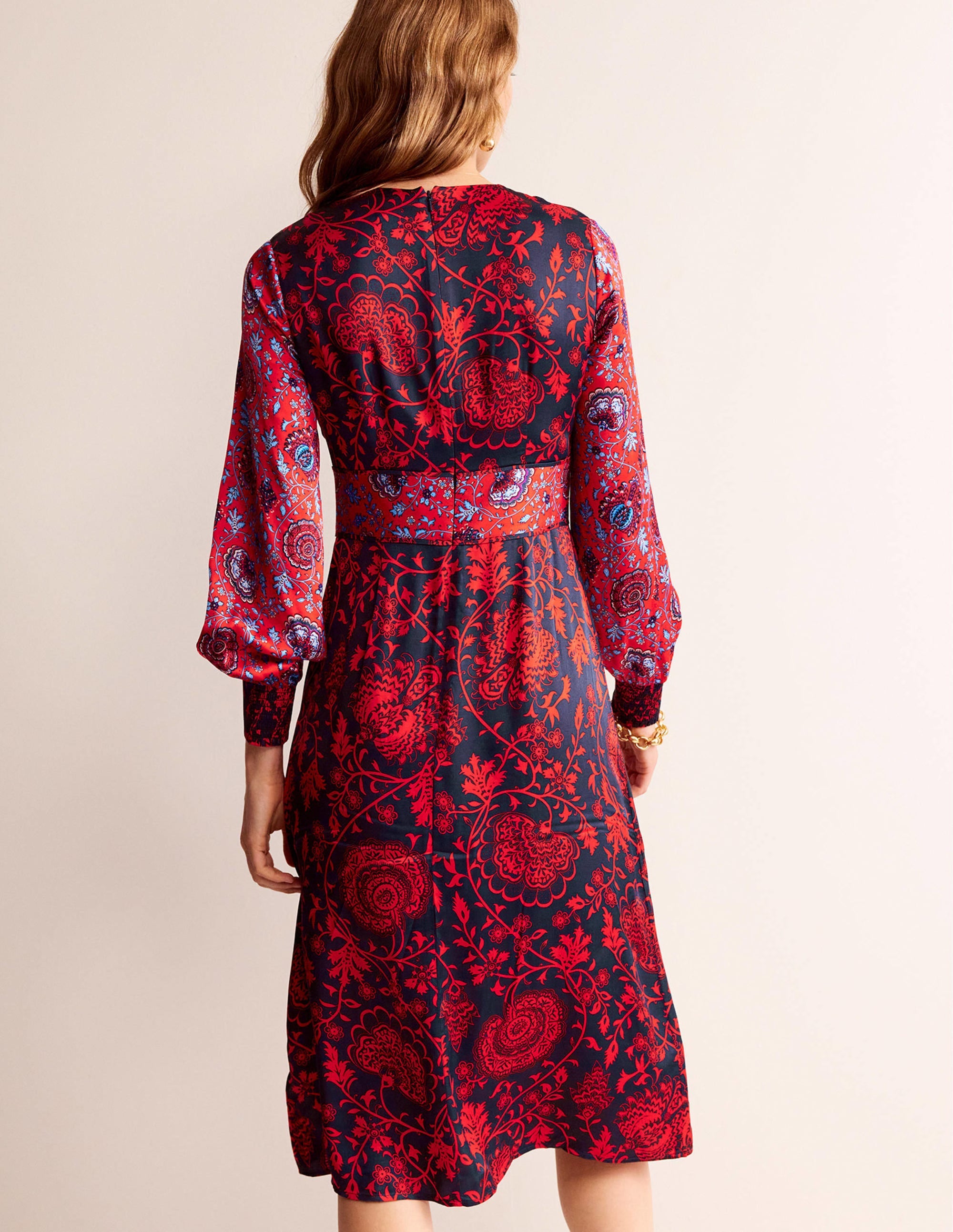 Pipe Detail Midi Dress-Navy, Gardenia - Image 3