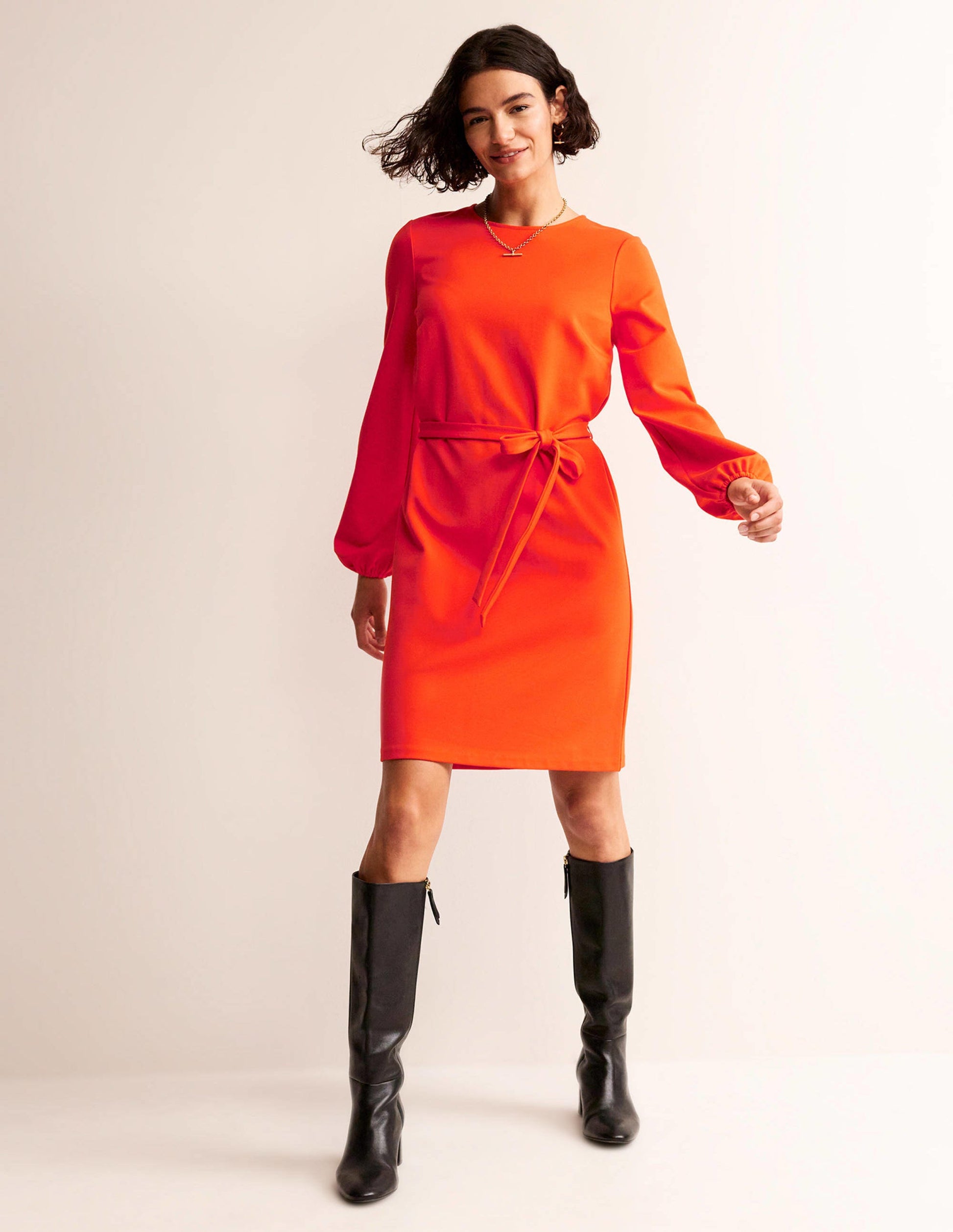 Violet Ponte Shift Dress-Fiesta Orange-4