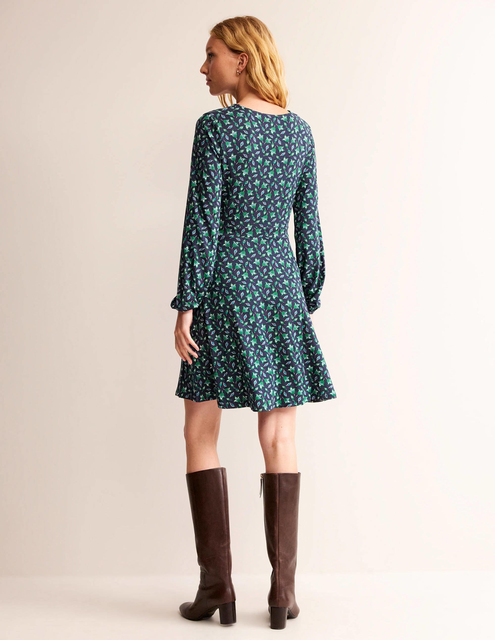 Willow Jersey Dress-French Navy, Tulip Bud - Image 5