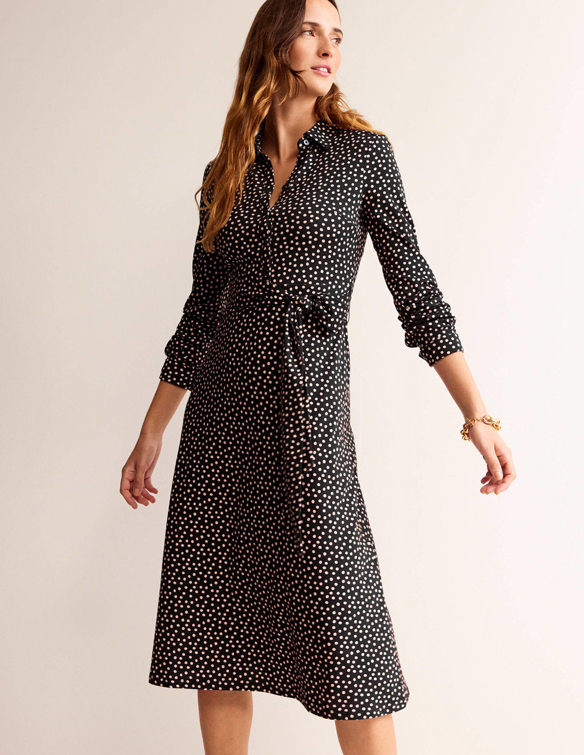 Laura Jersey Midi Shress-Black, Abstract Dot - Image 1