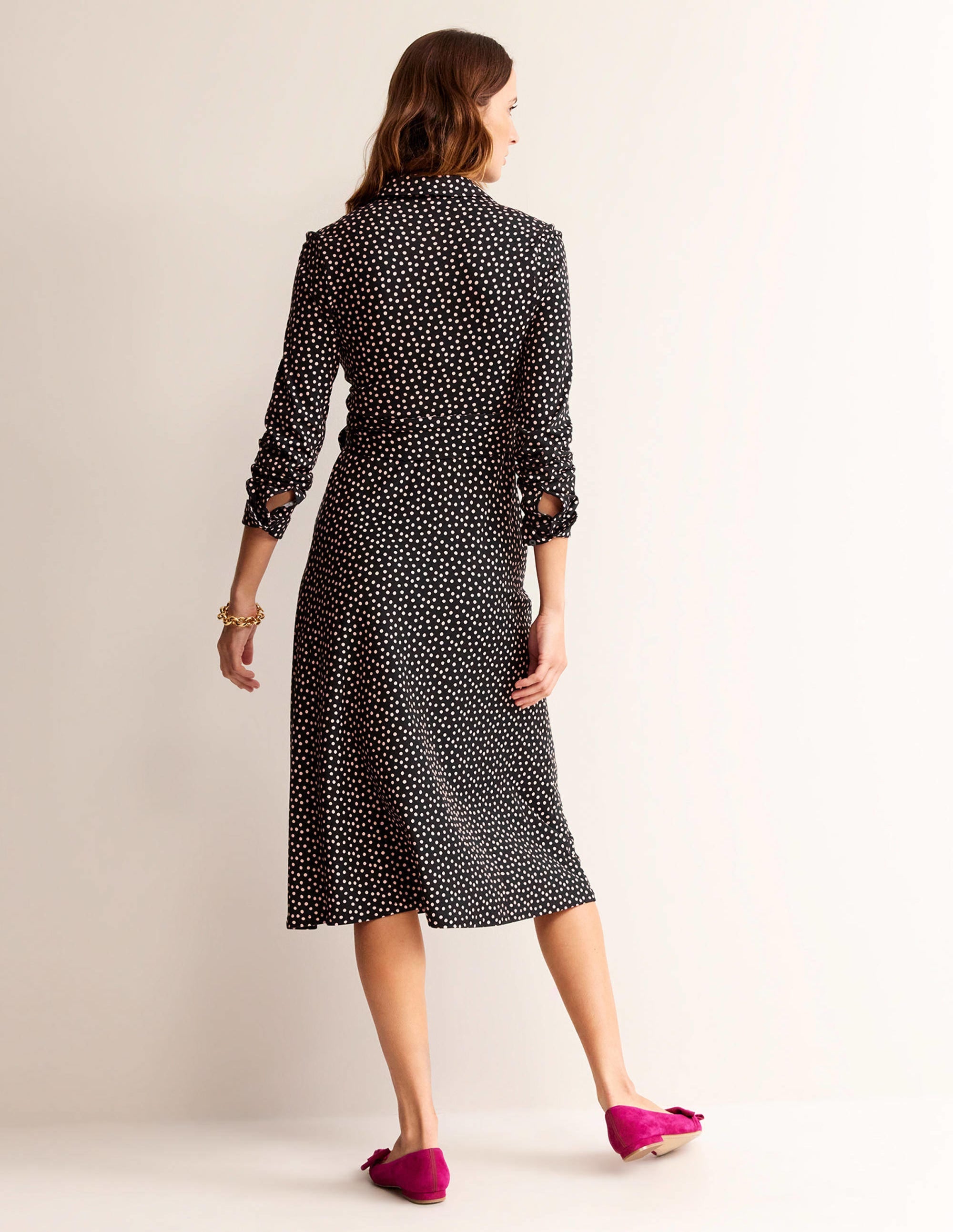 Laura Jersey Midi Shress-Black, Abstract Dot - Image 3