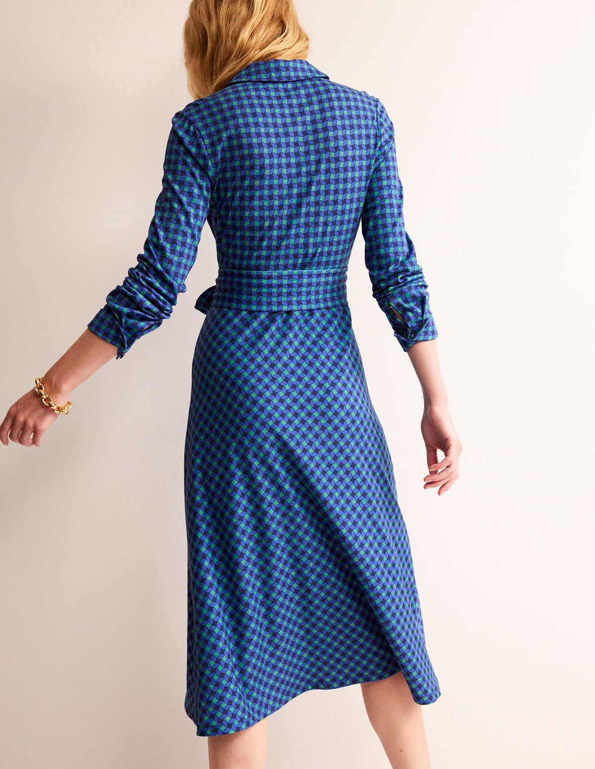 Laura Jersey Midi Shress-Green, Abstract Diamond - Image 3