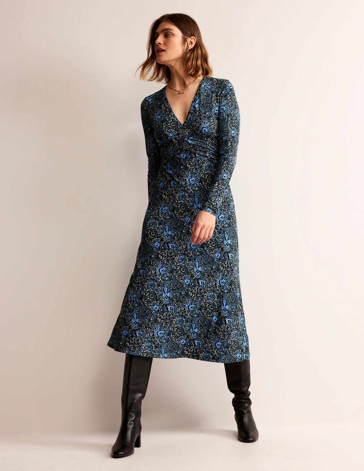 Elodie Empire Midi Dress-Emerald Night, Botanic Terrace-1