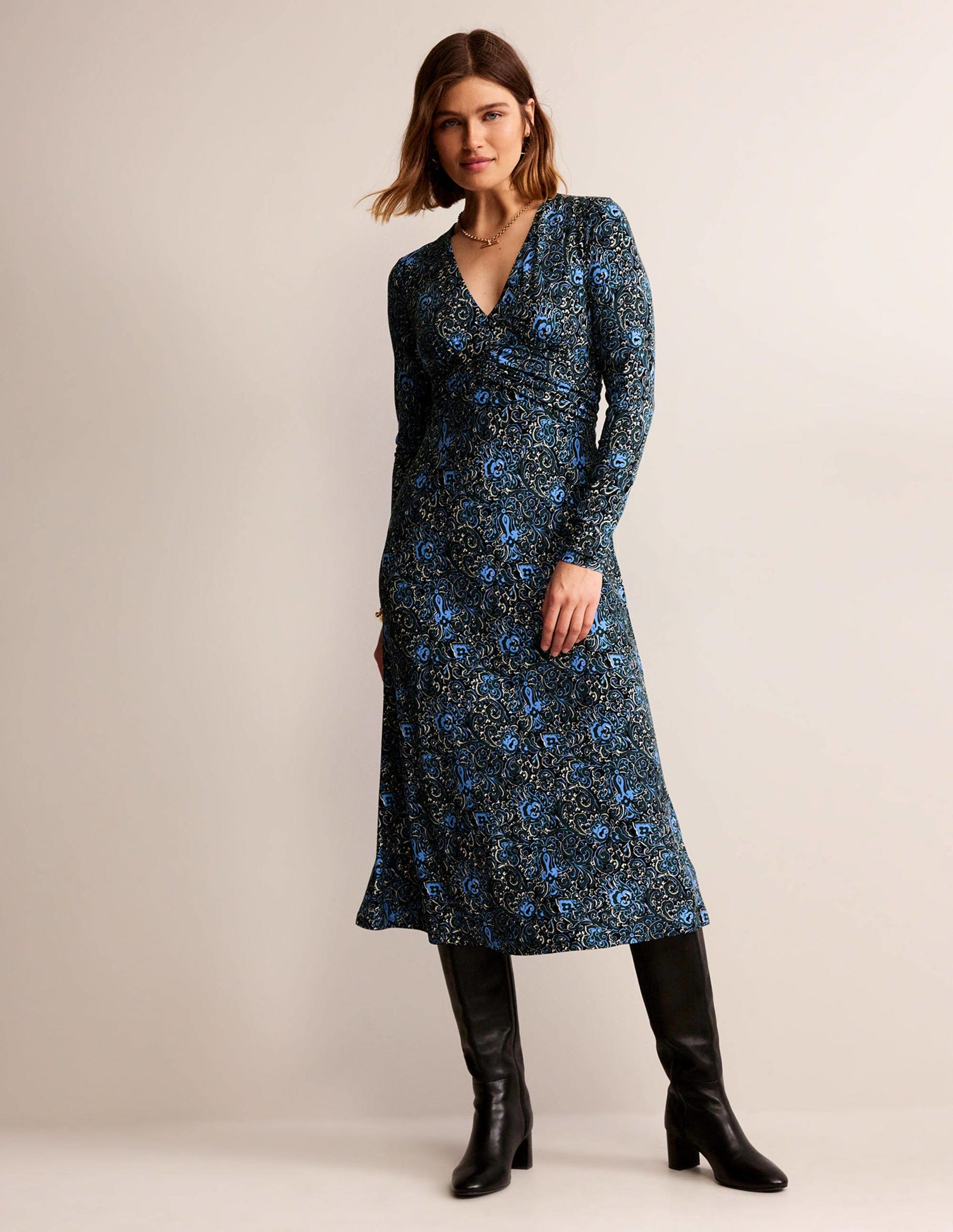 Elodie Empire Midi Dress-Emerald Night, Botanic Terrace-5