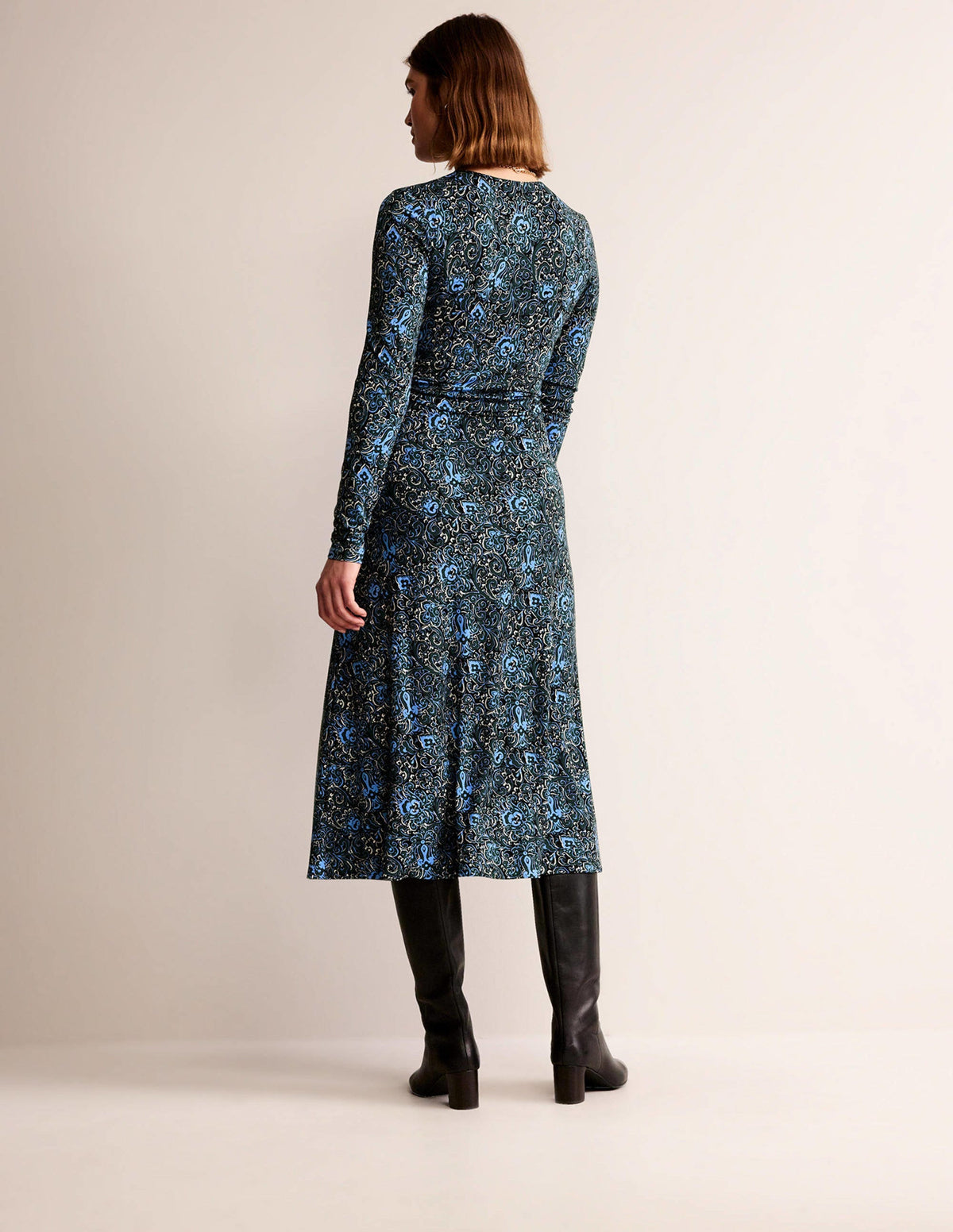 Elodie Empire Midi Dress-Emerald Night, Botanic Terrace - Image 6