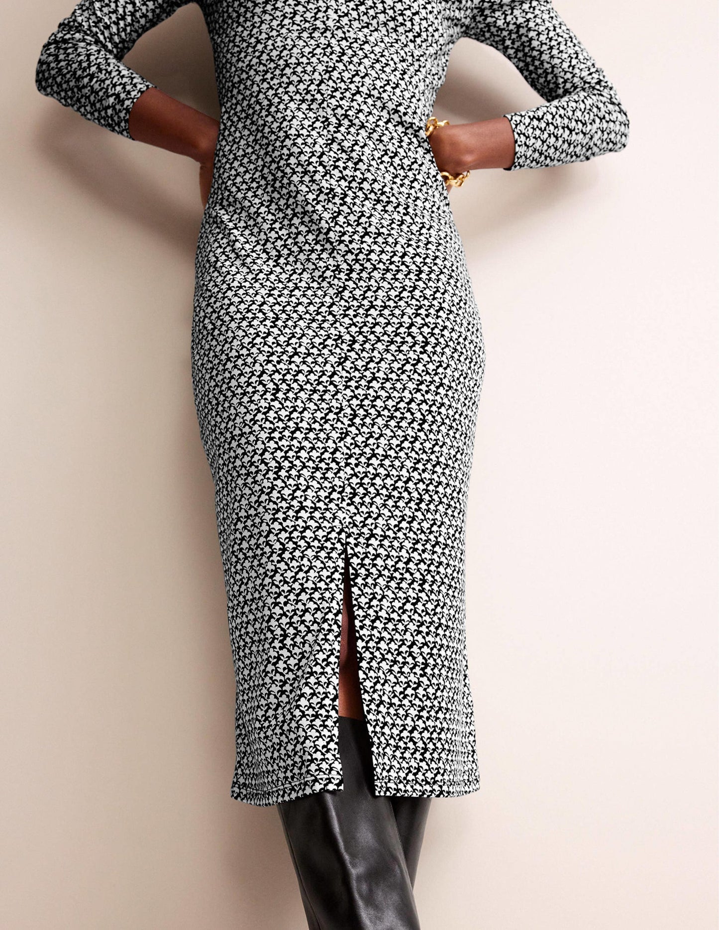 Empire Knot Midi Dress-Black, Lily Sprig