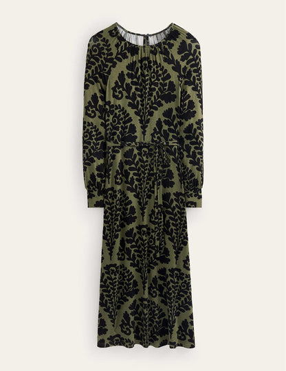 Placement Print Maxi Dress-Spruce, Blossomy-7